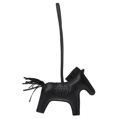 Hermes Milo Lambskin Matte Alligator Touch Grigri Rodeo Horse Bag Charm MM So Black 1 of 4