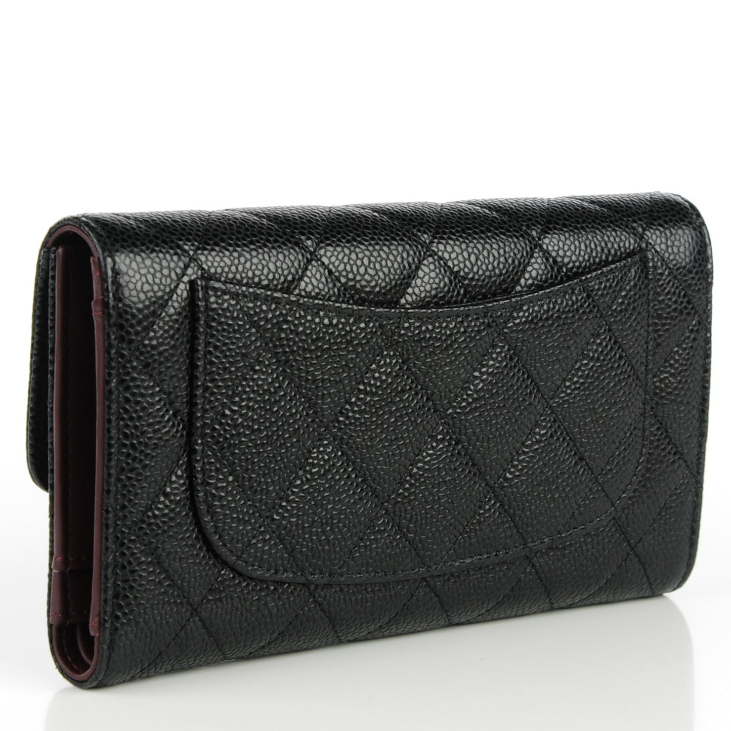 Caviar Quilted Large Flap Wallet Black