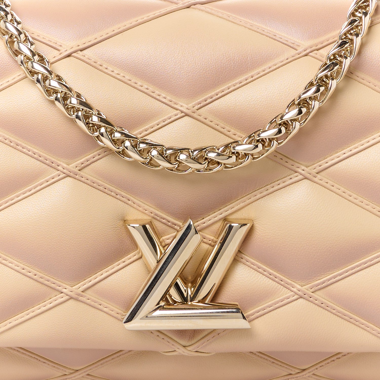 Louis Vuitton Lambskin Malletage Top Handle GO-14 MM Beige Rose 9 of 11