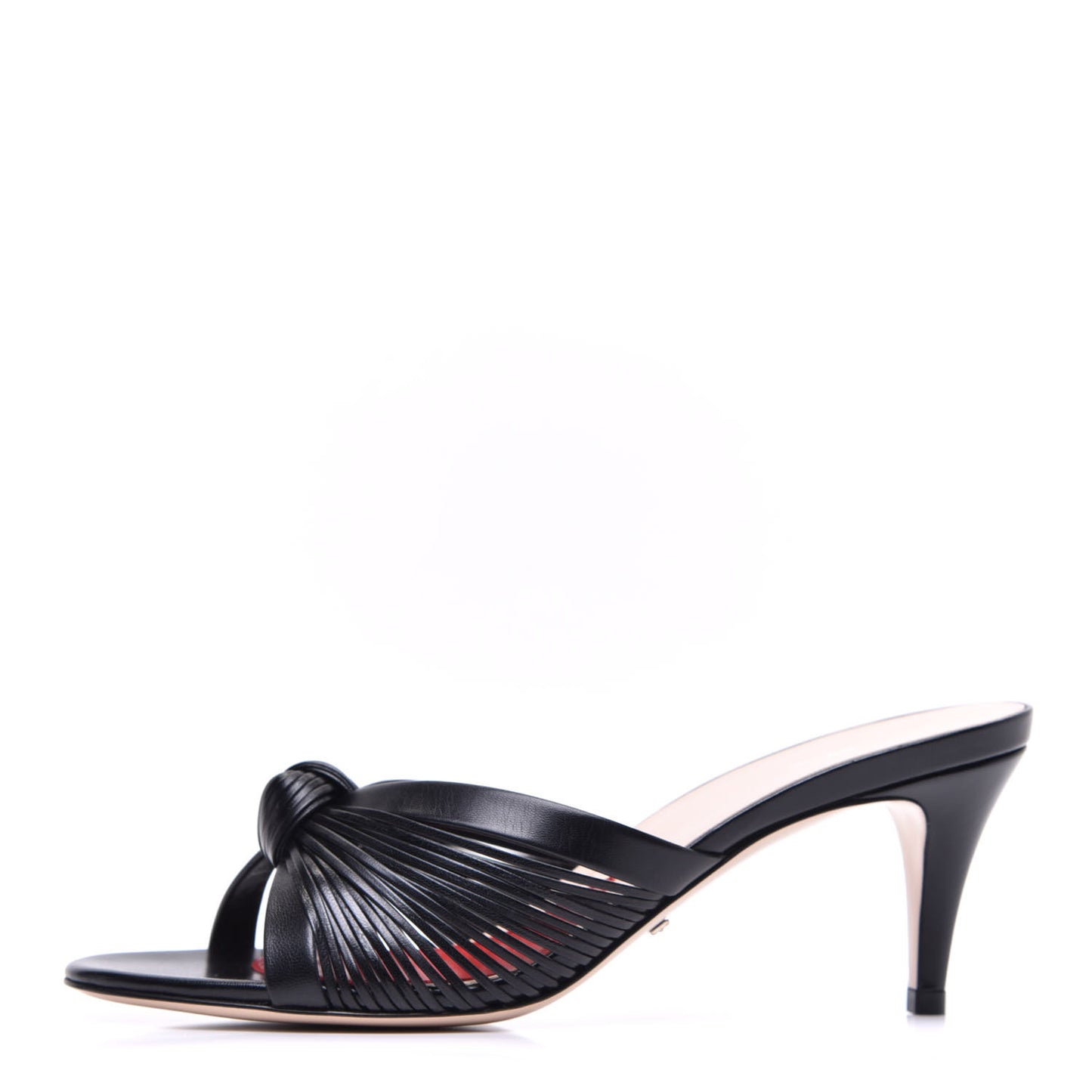 Nappa Crawford Knot Mid Heel Slide Sandals 37 Black