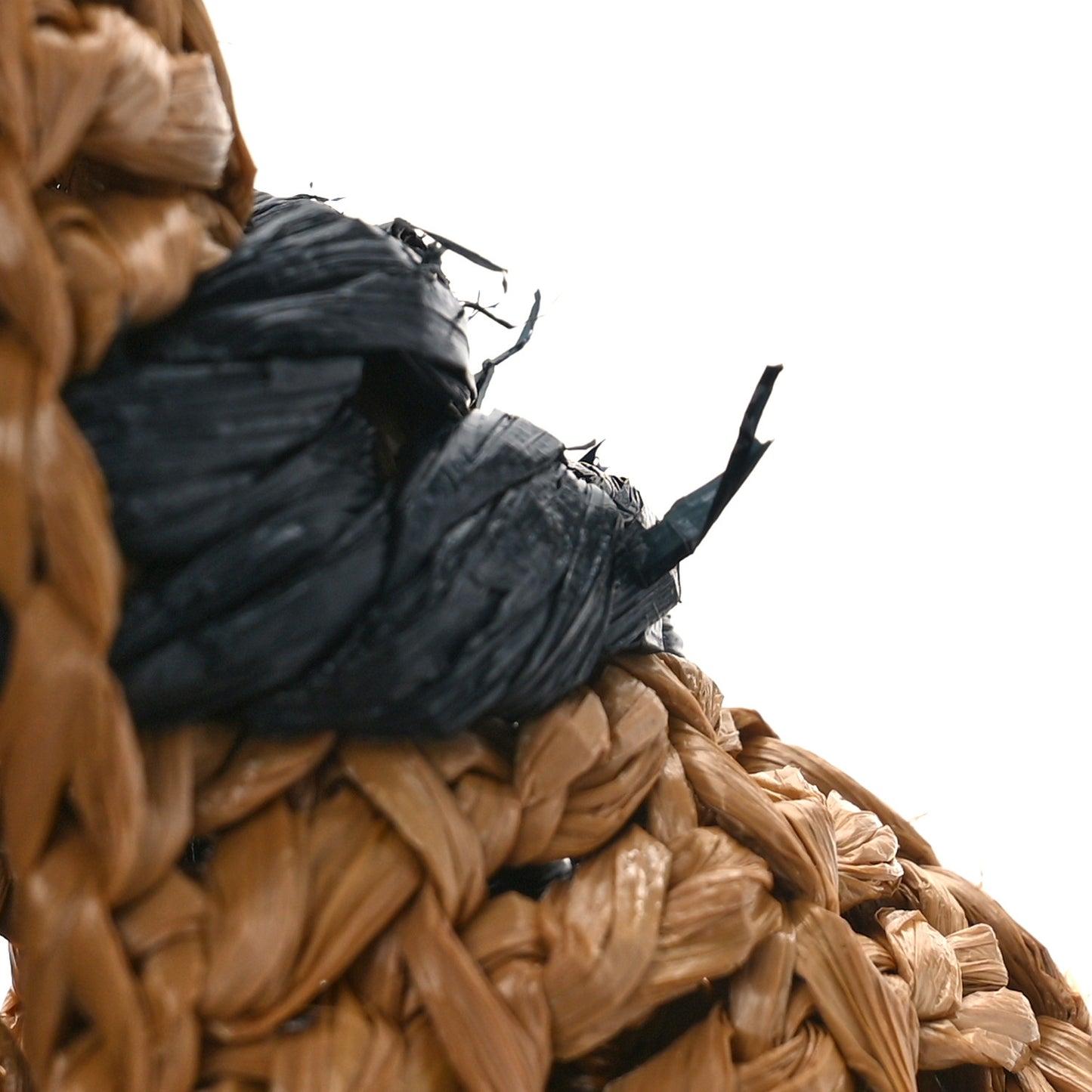 Raffia Effect Large GG Marmont Shoulder Tote Bag Natural Black