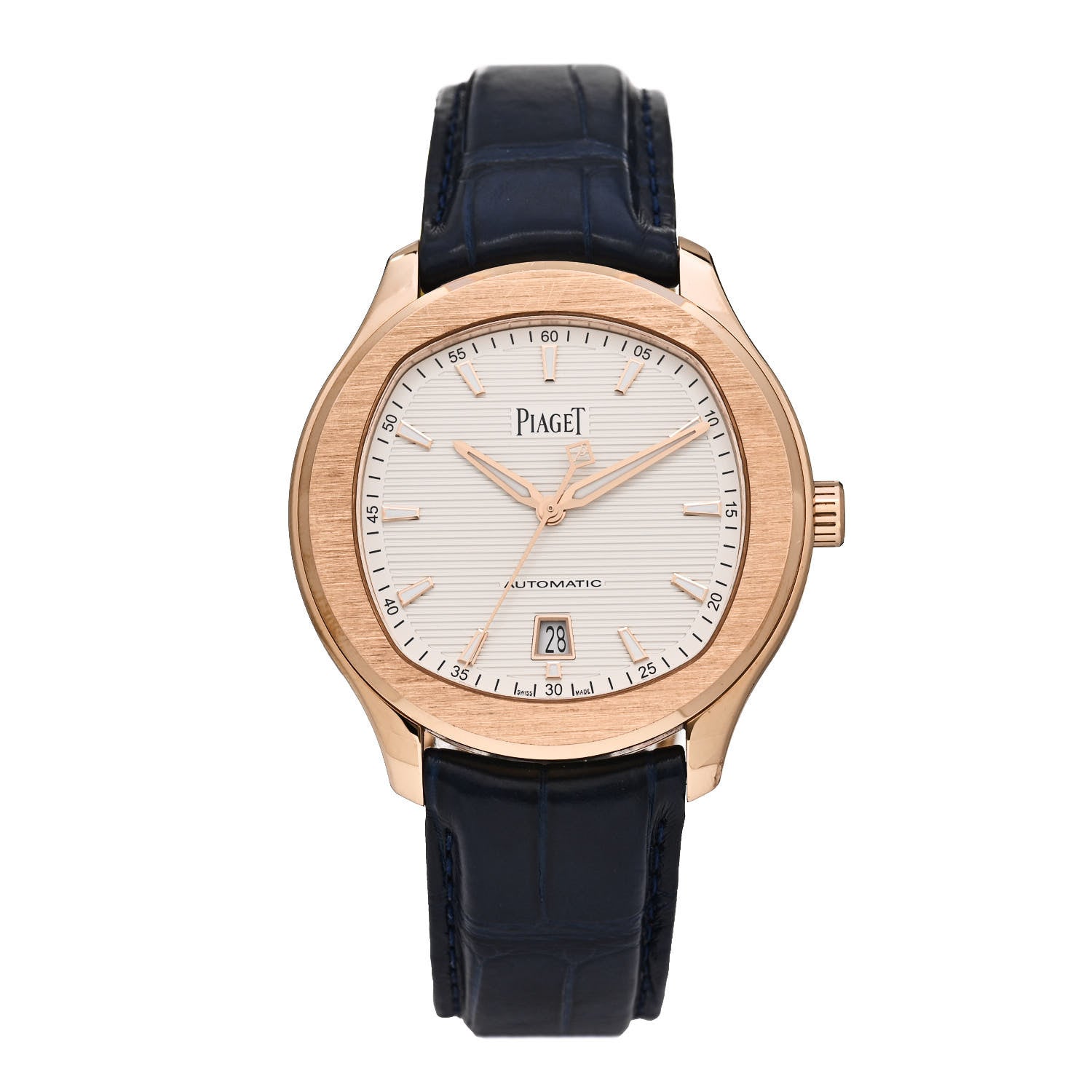 Piaget 18K Rose Gold Alligator 42mm Polo S Automatic Watch White 1 of 4