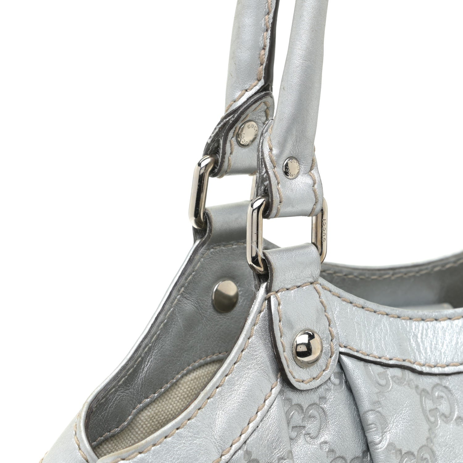 Gucci Guccissima Medium Sukey Tote Silver 11 of 18