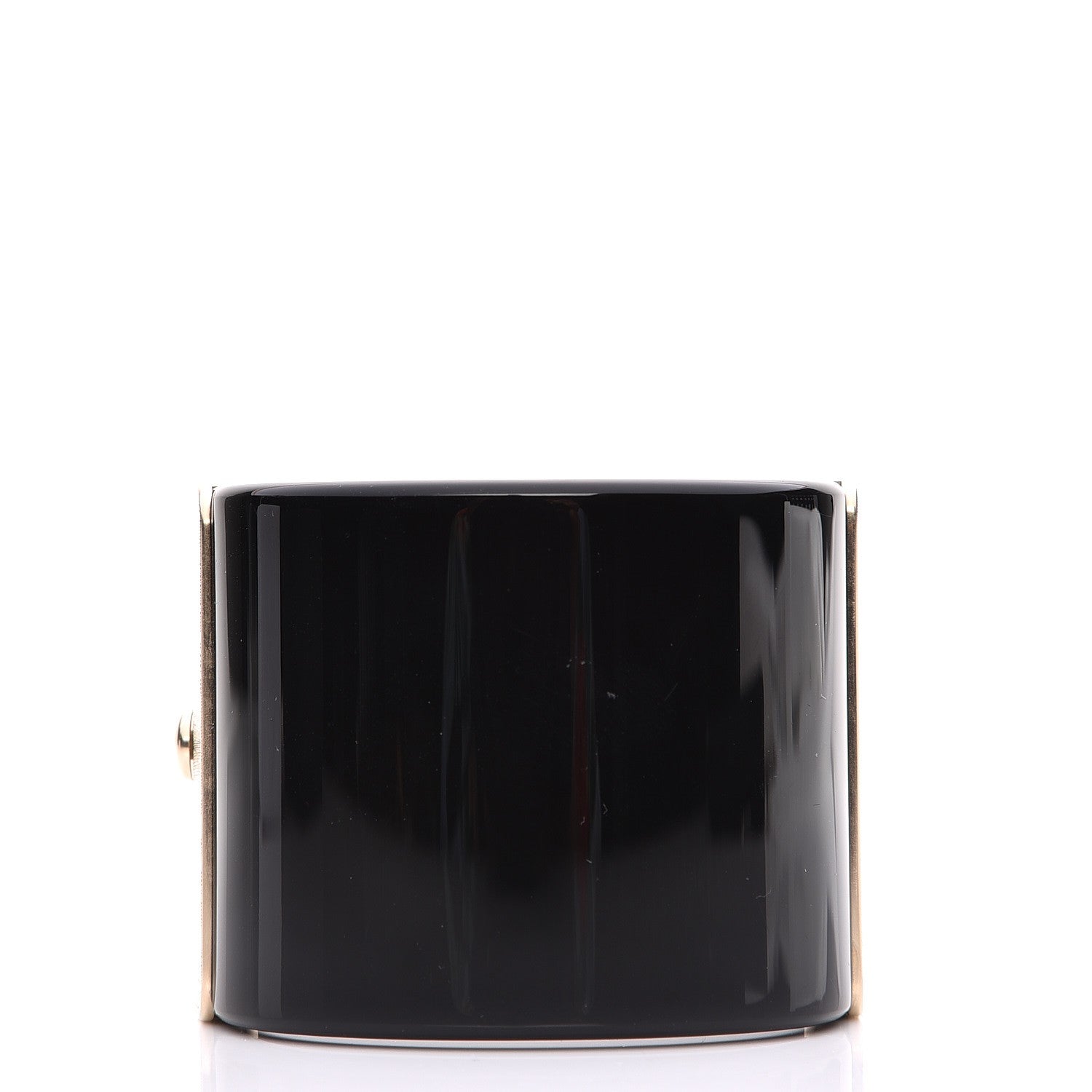 Chanel Resin Quilted CC Cuff Black Gold 3 of 6
