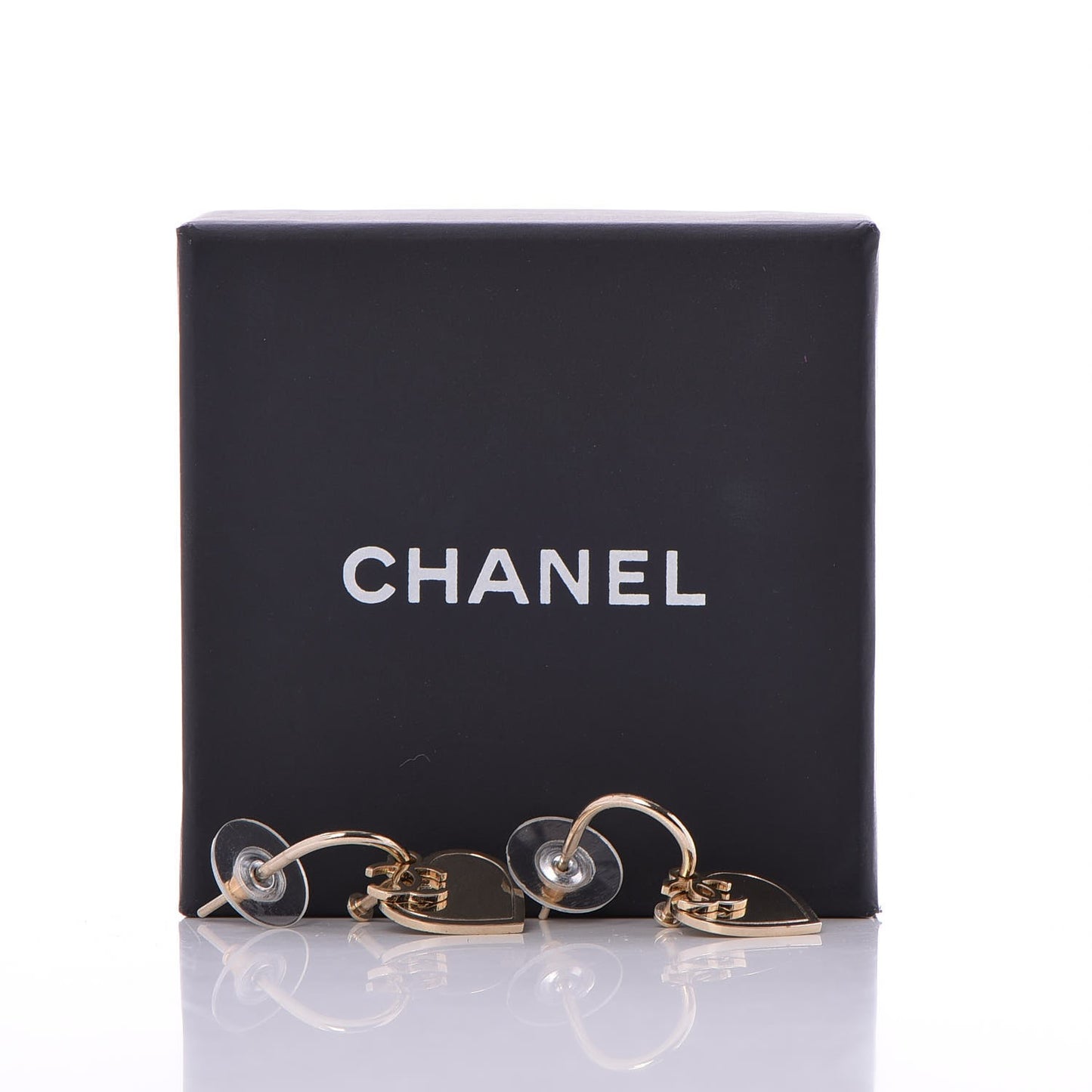 Heart CC Dangle Earrings Gold