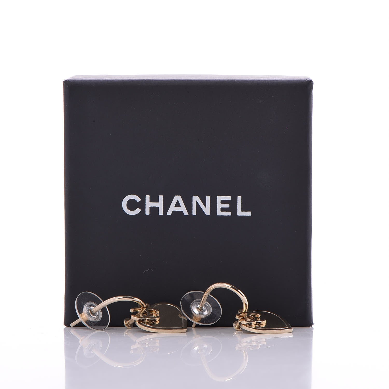 Chanel Heart CC Dangle Earrings Gold 4 of 4