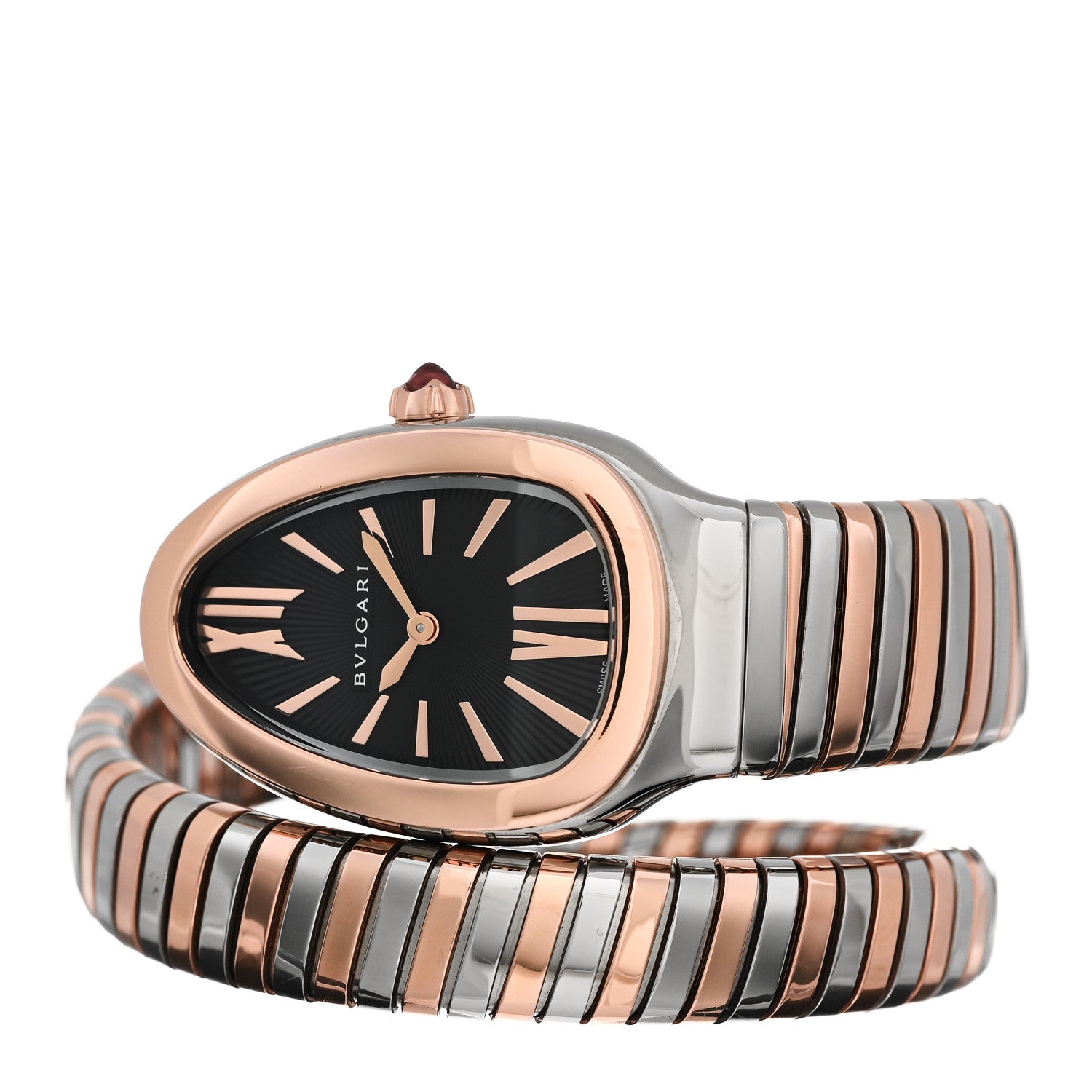Bulgari Stainless Steel 18K Rose Gold 35mm Serpenti Tubogas Quartz Watch Black 2 of 5
