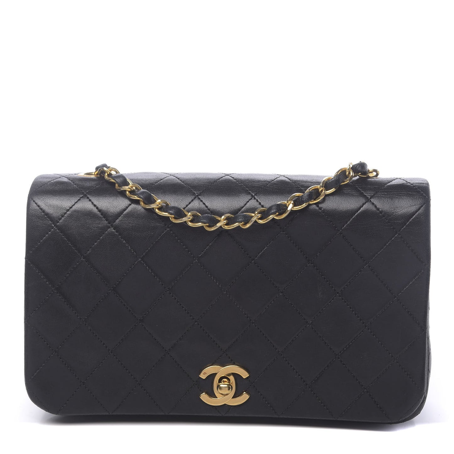 Lambskin Quilted Small Single Flap Bag Black