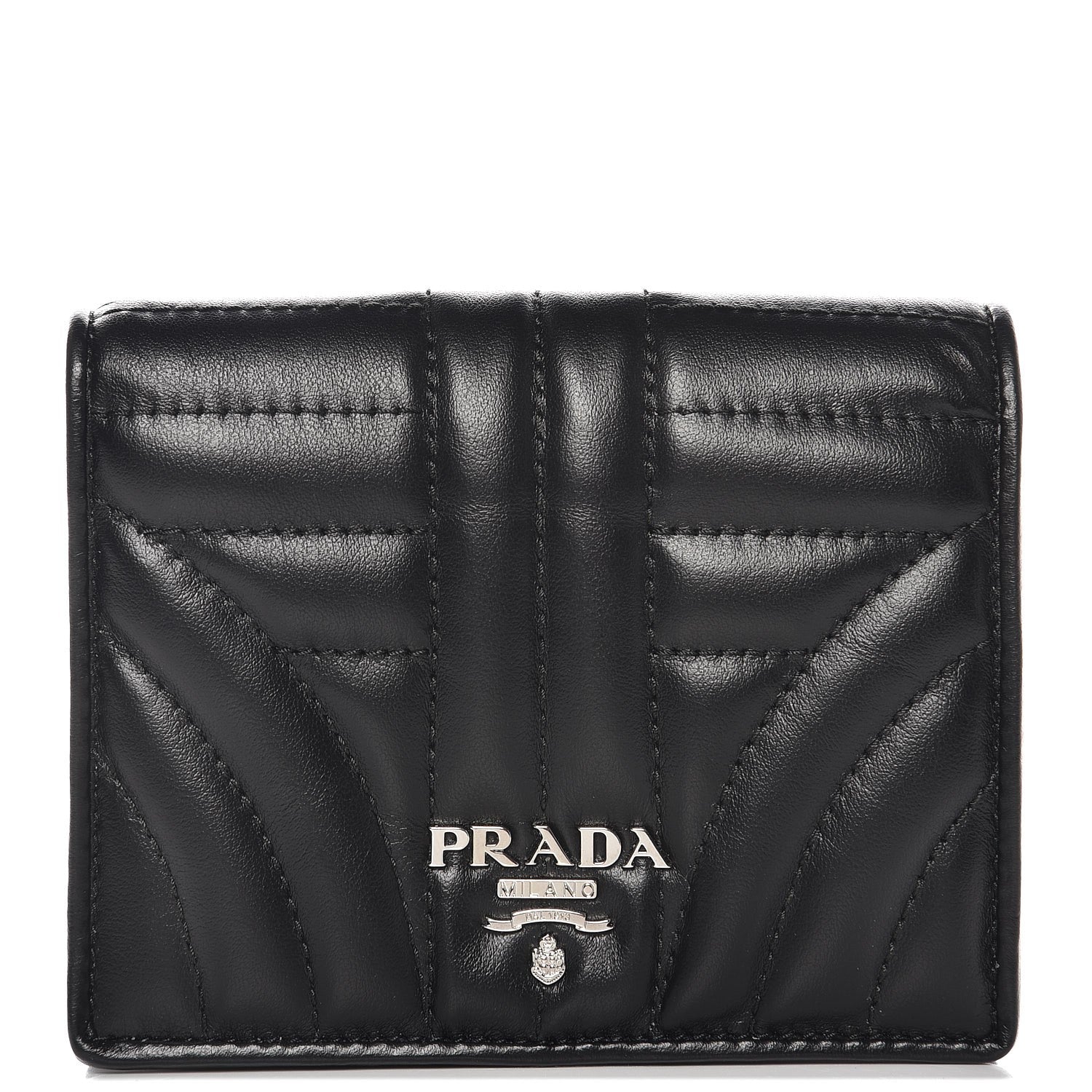 Prada Soft Calfskin Impunture Diagramme Wallet Black 1 of 7