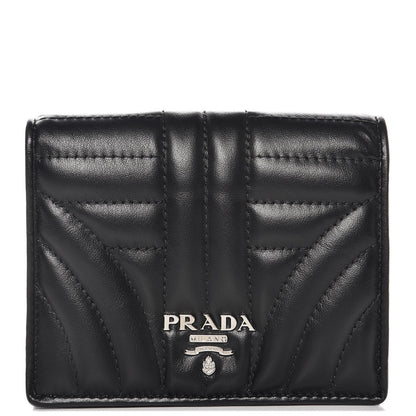 Prada Soft Calfskin Impunture Diagramme Wallet Black 1 of 7