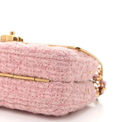 Chanel Metal Tweed Logo CC Minaudiere Mini Flap Bag Pink Gold 10 of 10