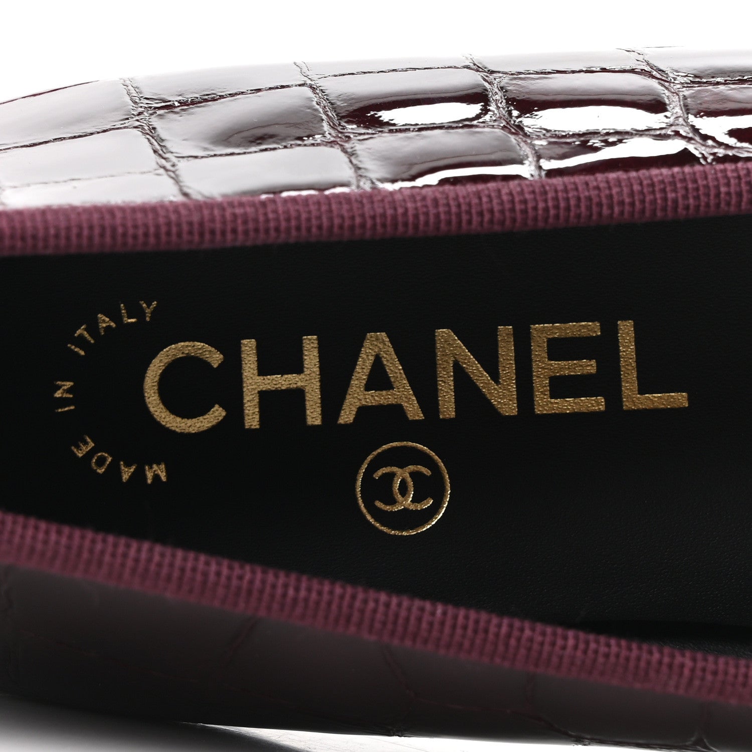 Chanel Patent Calfskin Crocodile Embossed Ballerina Flats 39 Dark Burgundy Black 8 of 10