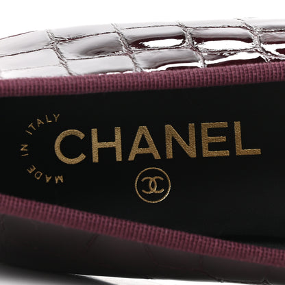 Chanel Patent Calfskin Crocodile Embossed Ballerina Flats 39 Dark Burgundy Black 8 of 10