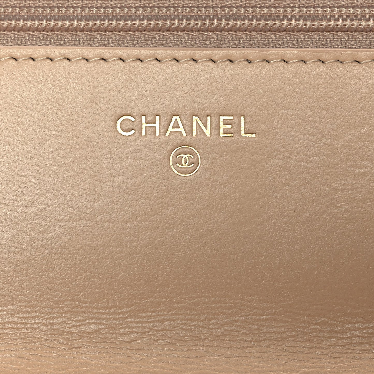 Goatskin Quilted Chanel 19 Wallet On Chain WOC Beige
