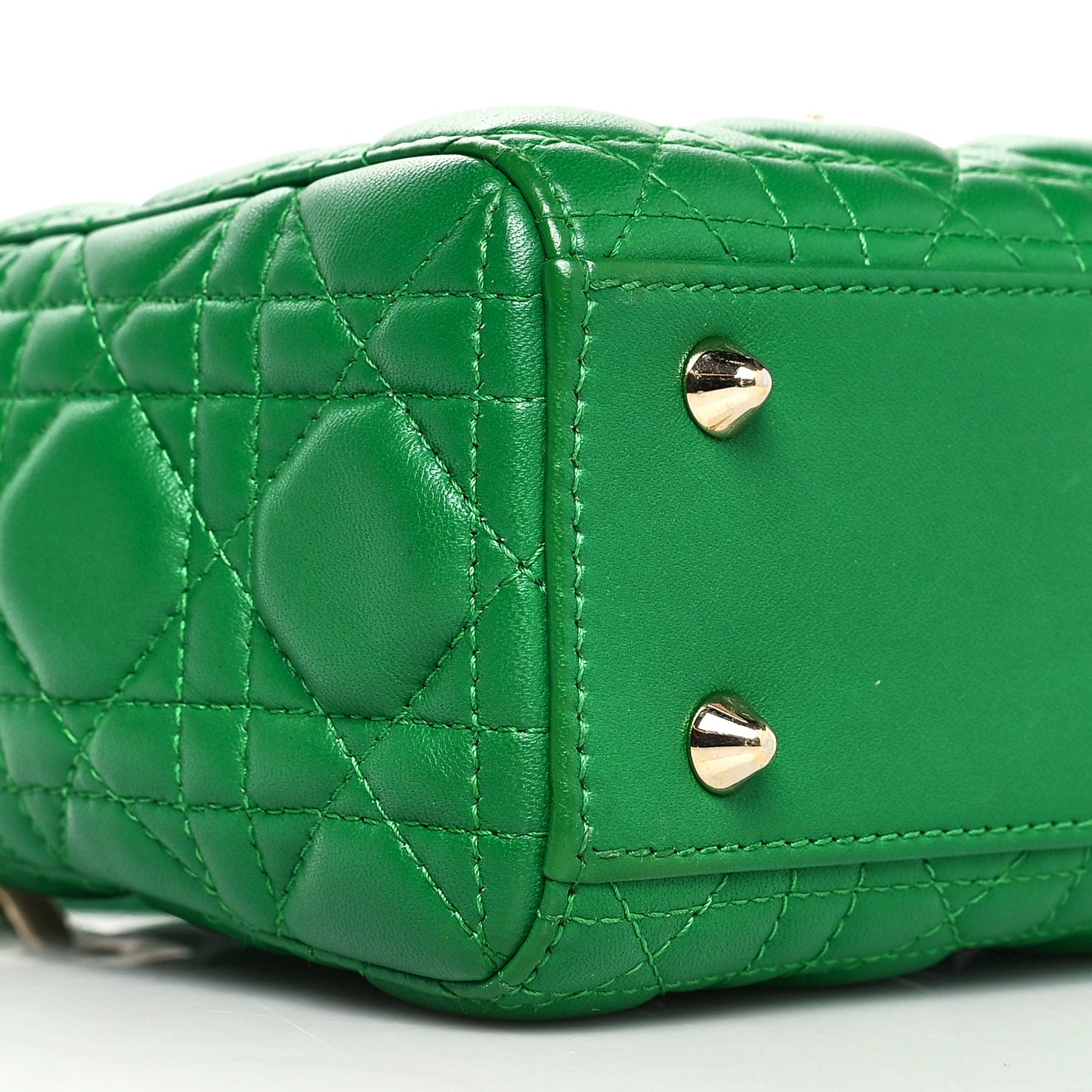 Lambskin Cannage Small Lucky Badges My Lady Dior Green