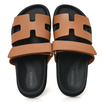 Hermes Calfskin Womens Chypre Sandals 37.5 Naturel 2 of 10