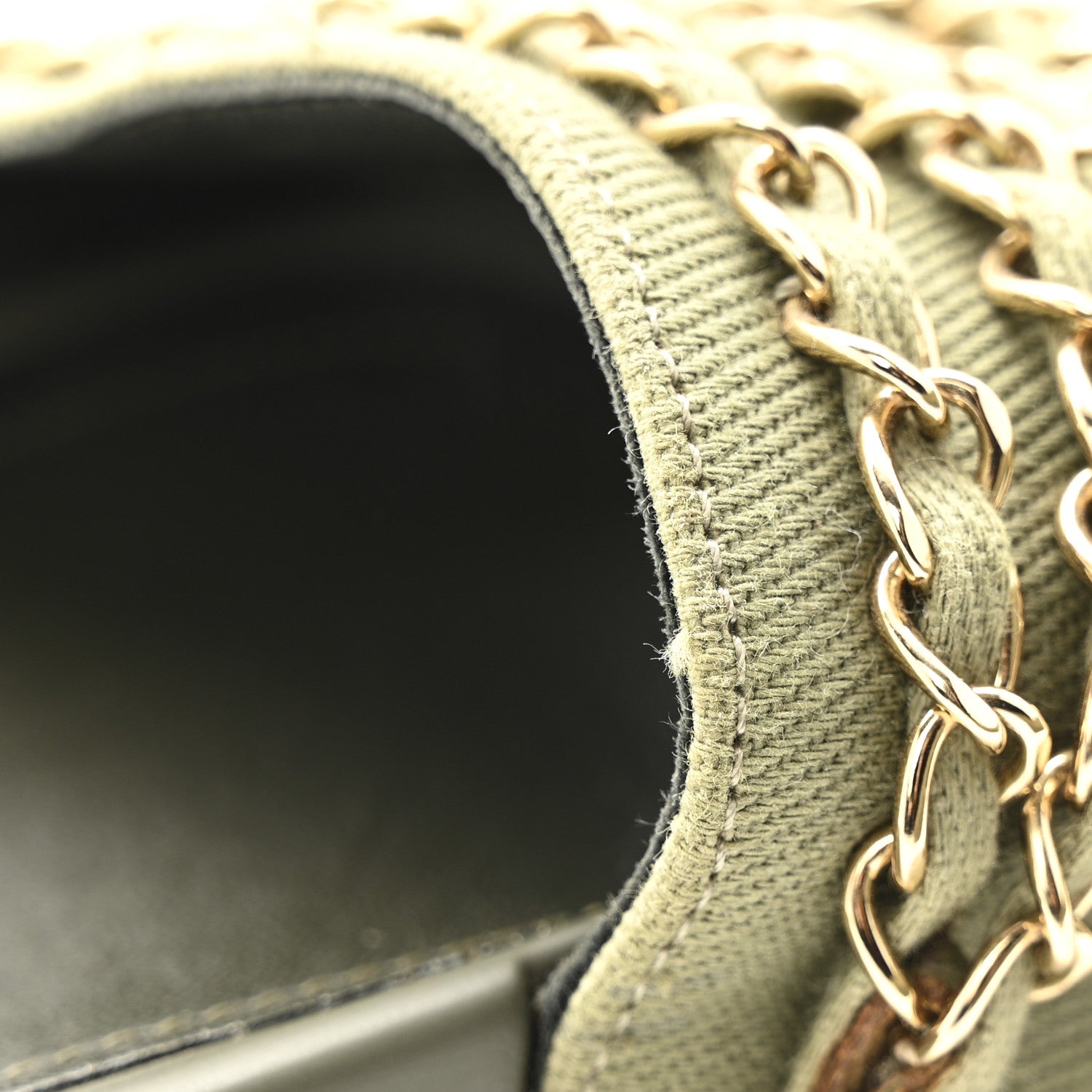 Chanel Canvas Chain Flat Sandals 37 Khaki 10 of 13