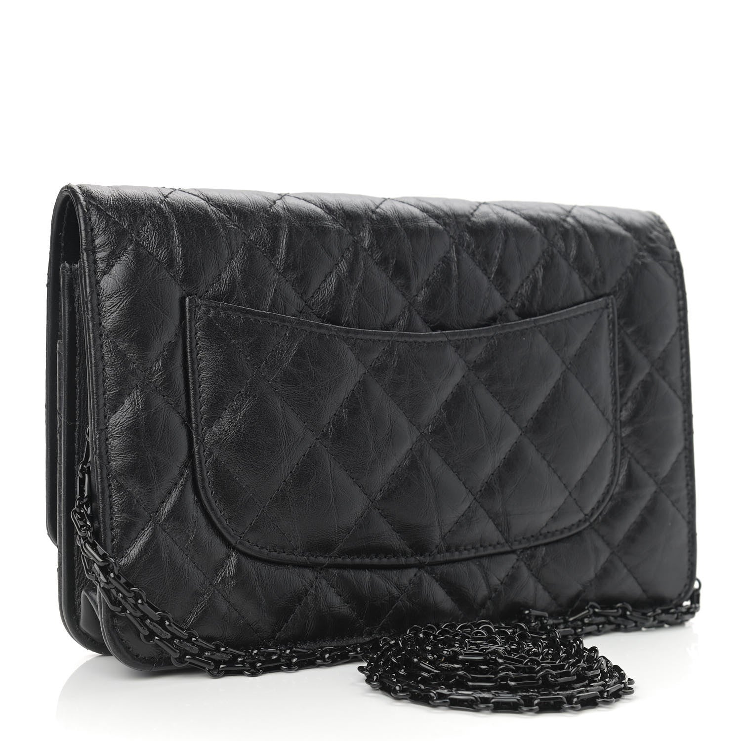 Chanel Aged Calfskin Quilted Reissue Wallet On Chain WOC So Black 3 of 10