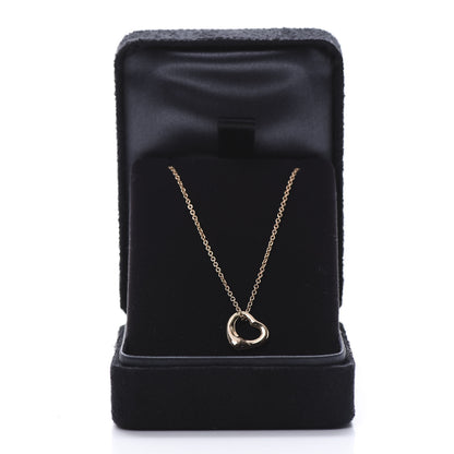 Tiffany 18K Yellow Gold Elsa Peretti Small Open Heart Pendant Necklace 9 of 9