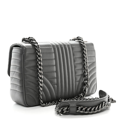 Prada Soft Calfskin Impunture Diagramme Medium Chain Flap Shoulder Bag Mercurio 3 of 9