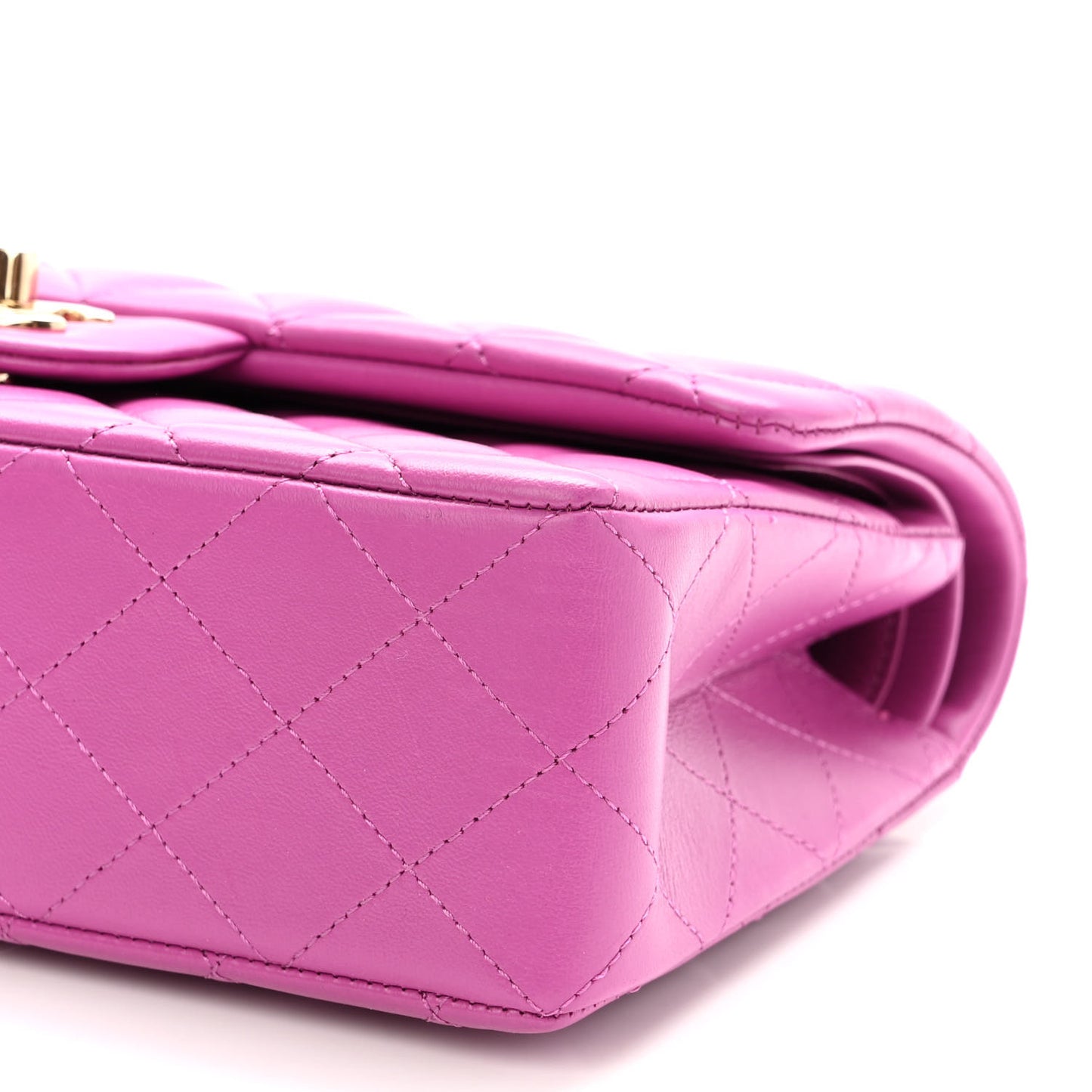 Lambskin Quilted Small Double Flap Purple