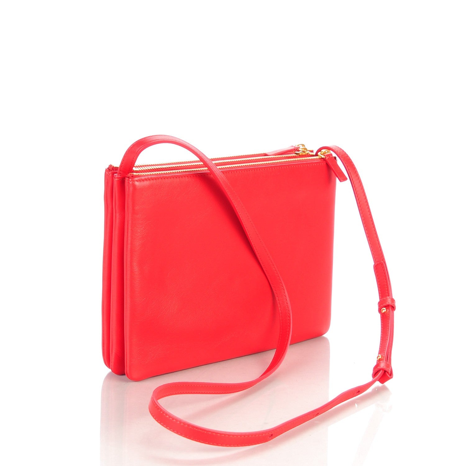 Celine Lambskin Large Trio Crossbody Bag Red 3 of 7