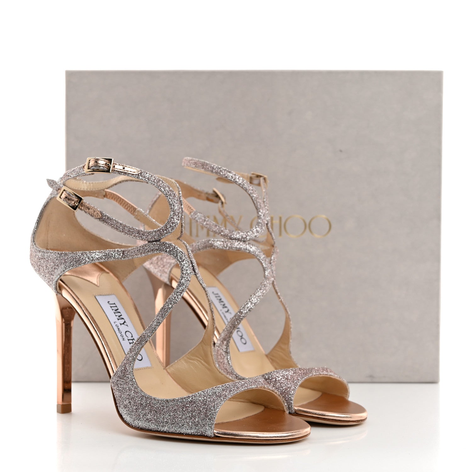 Jimmy Choo Glitter Lang Sandals 37 Tea Rose 8 of 8