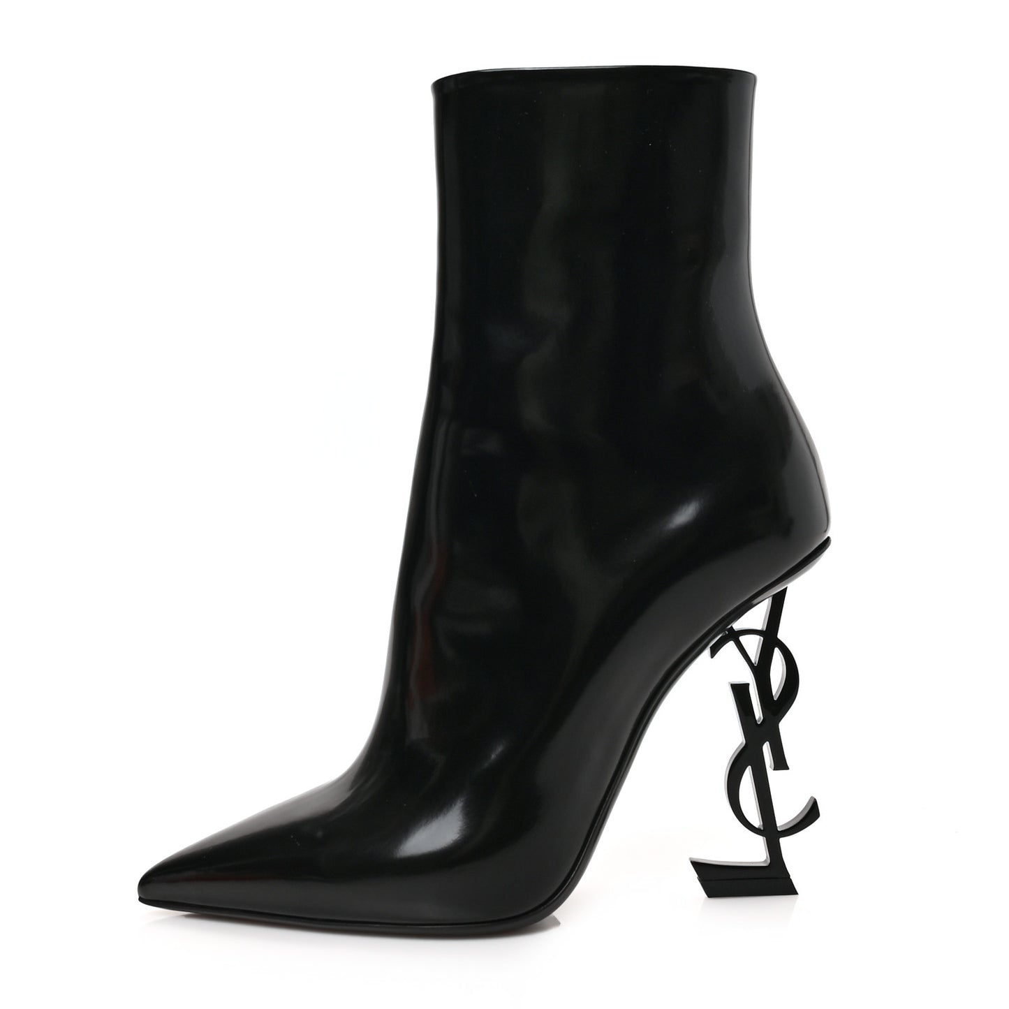 Glazed Calfskin Opyum Ankle Boots 38 Black