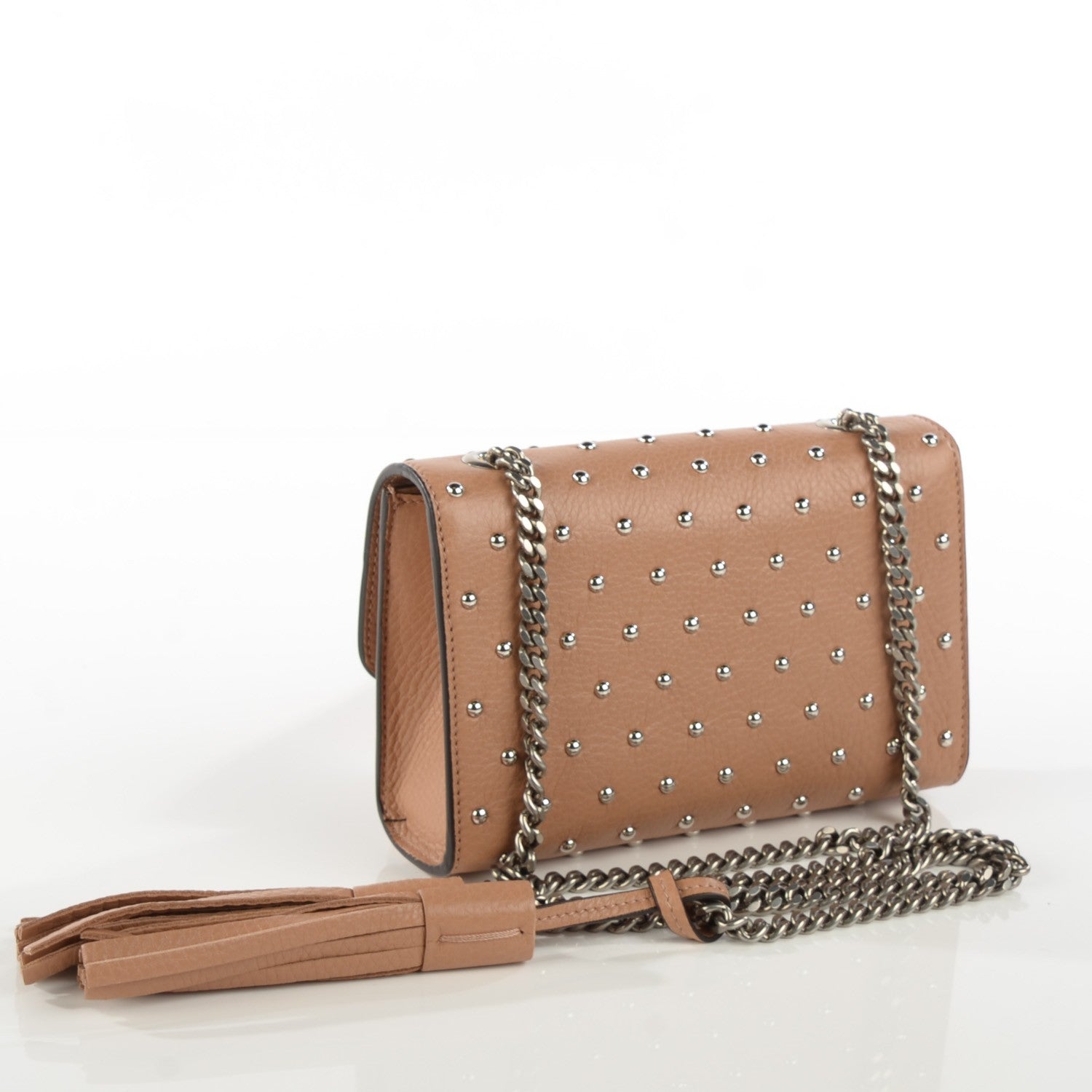Gucci Calfskin Studded Small Miss Bamboo Shoulder Bag Camelia 3 of 7