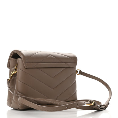 Saint Laurent Calfskin Y Quilted Monogram Toy Loulou Crossbody Bag Taupe 3 of 10