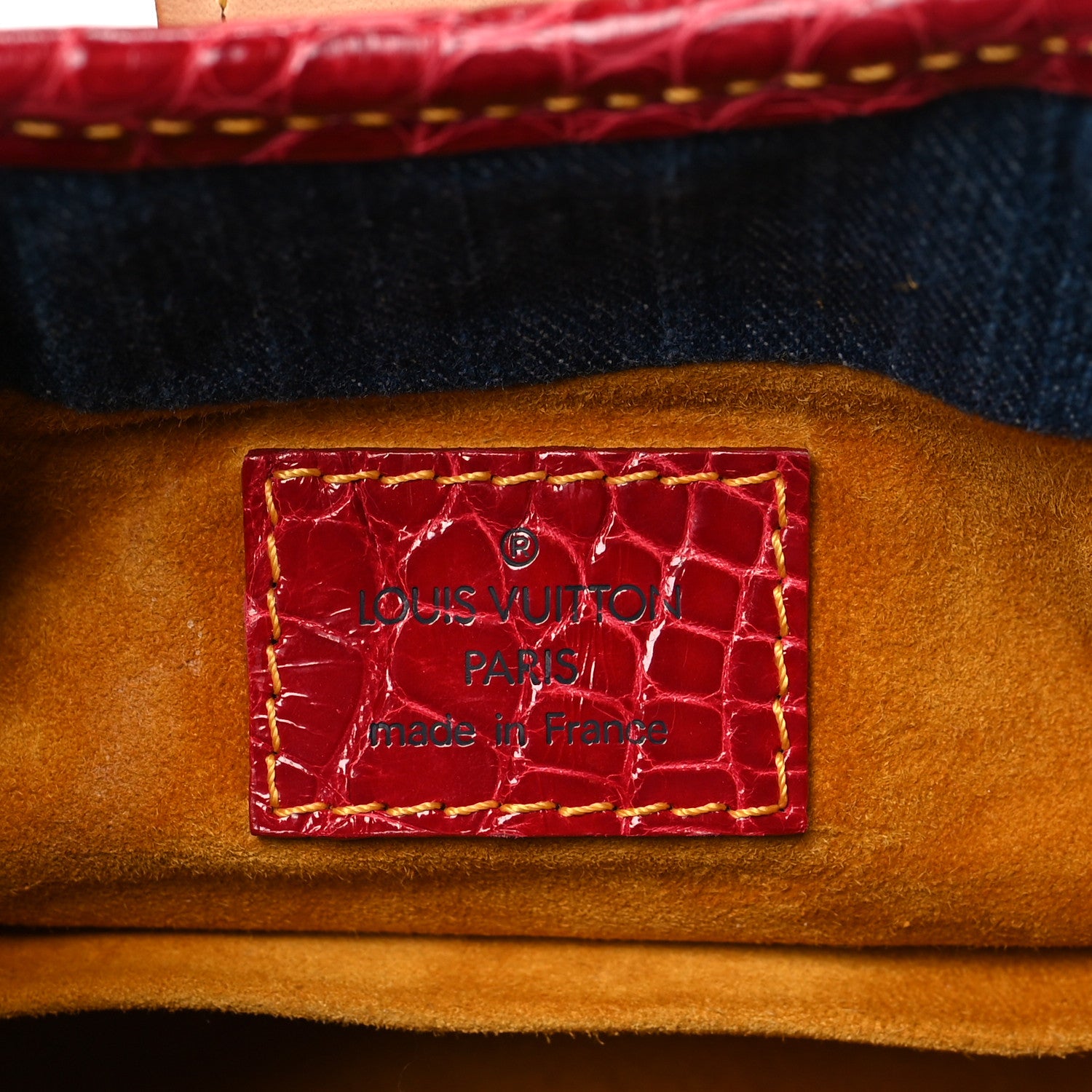 Louis Vuitton Monogram Denim Alligator Pleaty Blue Red 5 of 7