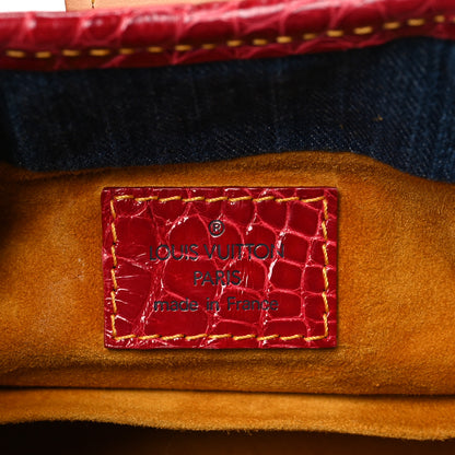 Louis Vuitton Monogram Denim Alligator Pleaty Blue Red 5 of 7