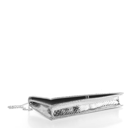 Christian Dior Metallic Snakeskin Lady Dior Croisiere Chain Clutch Silver 4 of 12