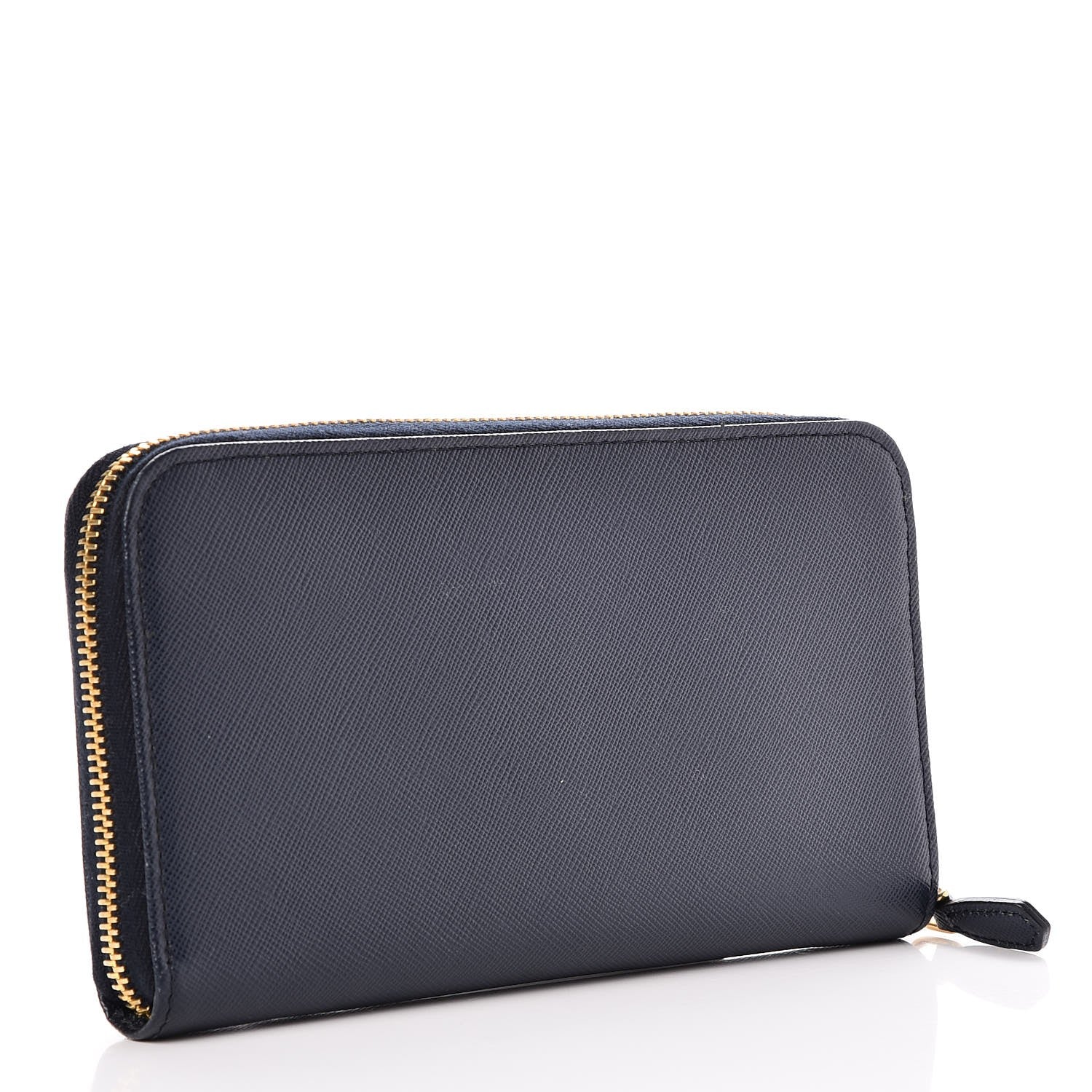 Prada Saffiano Metal Zip Around Wallet Baltico 3 of 8