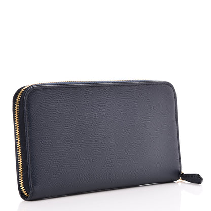 Prada Saffiano Metal Zip Around Wallet Baltico 3 of 8