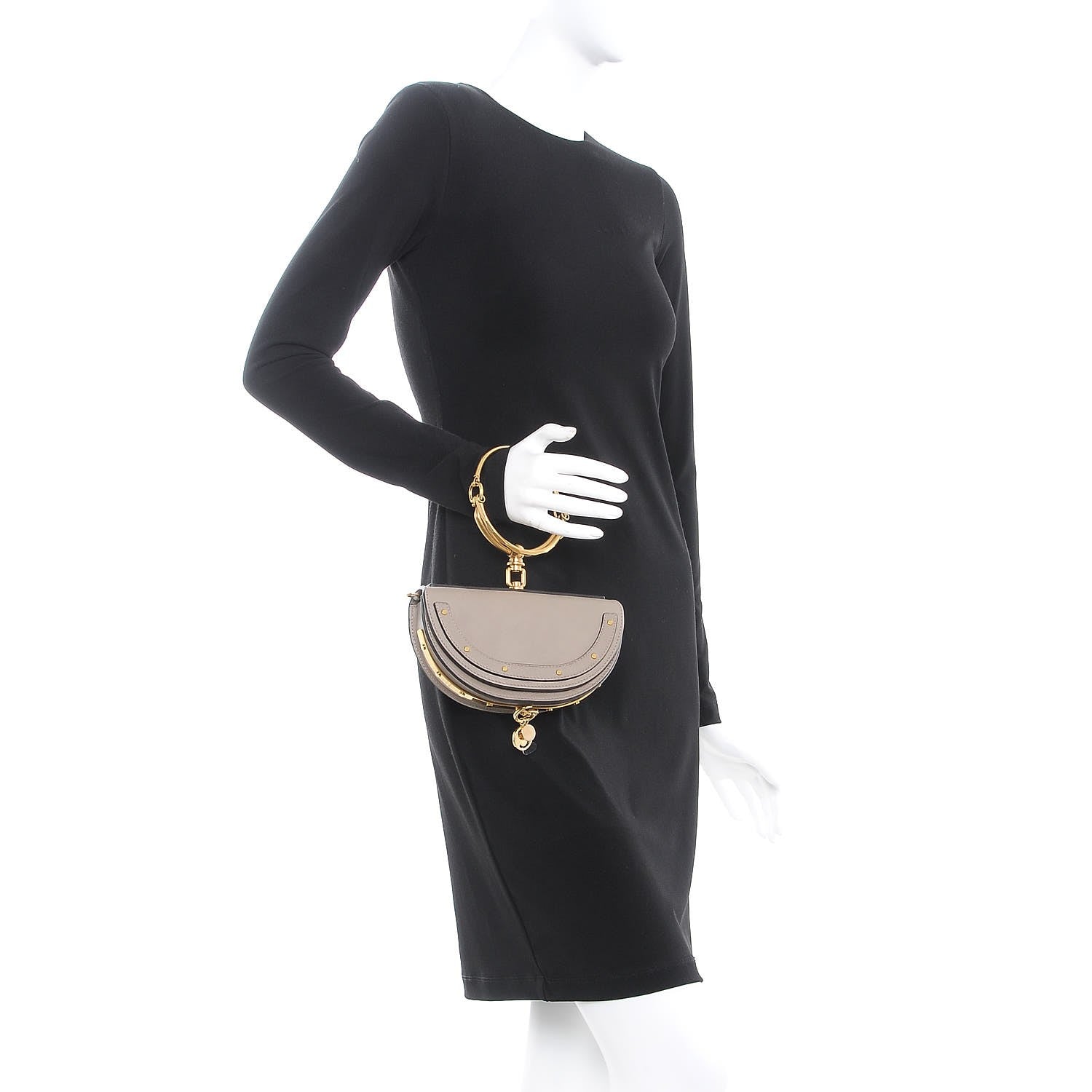 Chloe Calfskin Small Nile Bracelet Minaudiere Bag Motty Grey 3 of 9