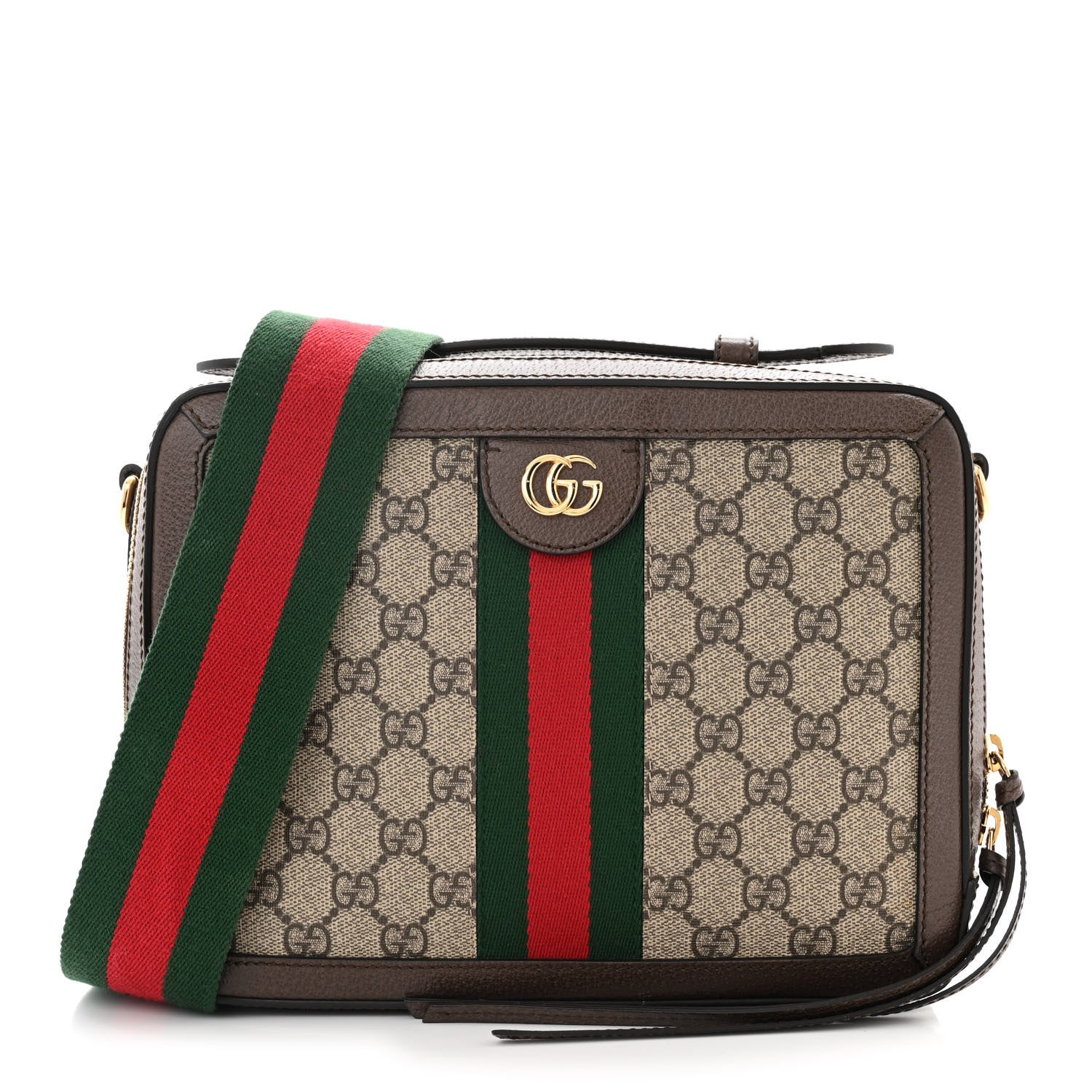 Gucci GG Supreme Monogram Web Small Ophidia Top Handle Shoulder Bag Brown 1 of 10