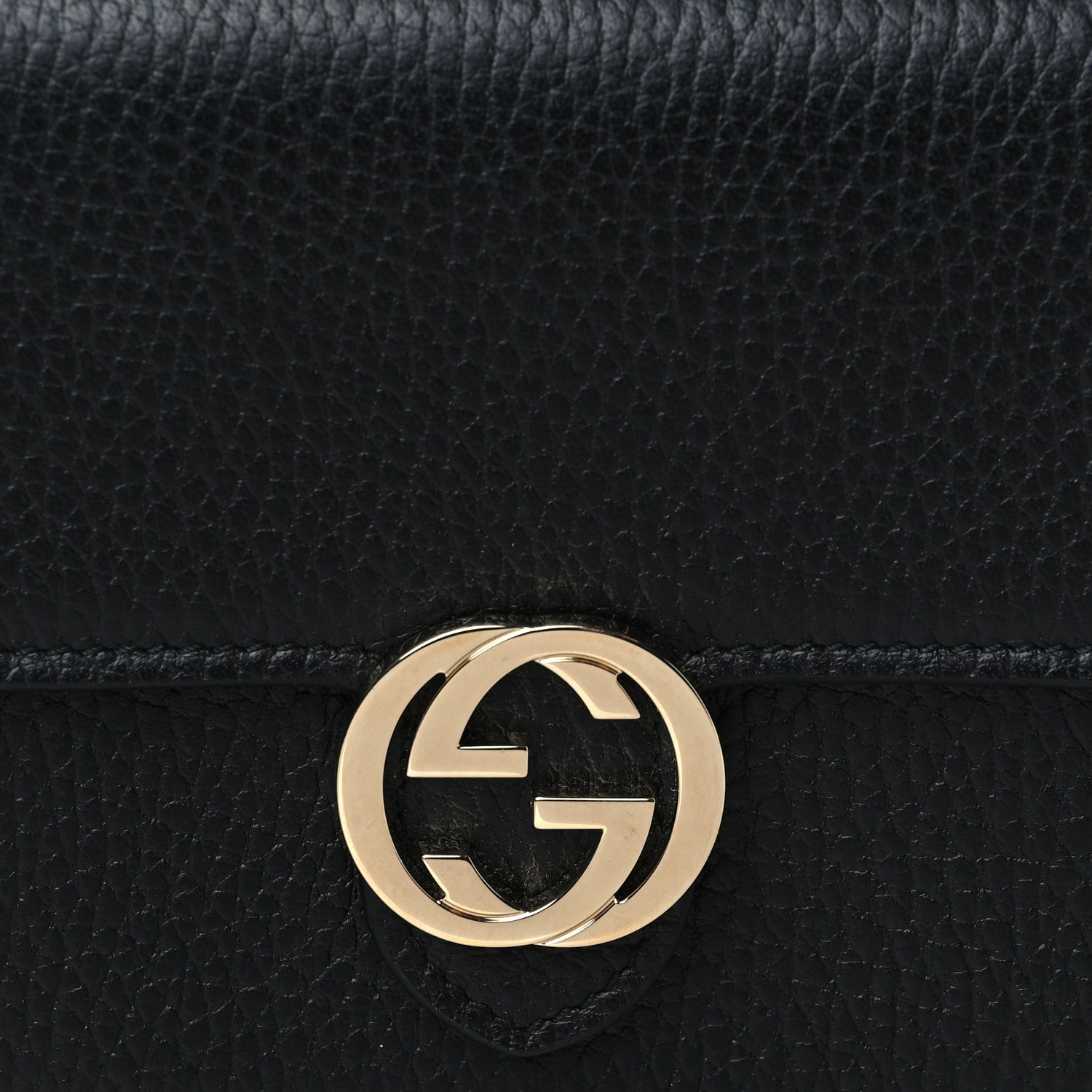 Gucci Dollar Calfskin Interlocking G Chain Wallet Black 7 of 9