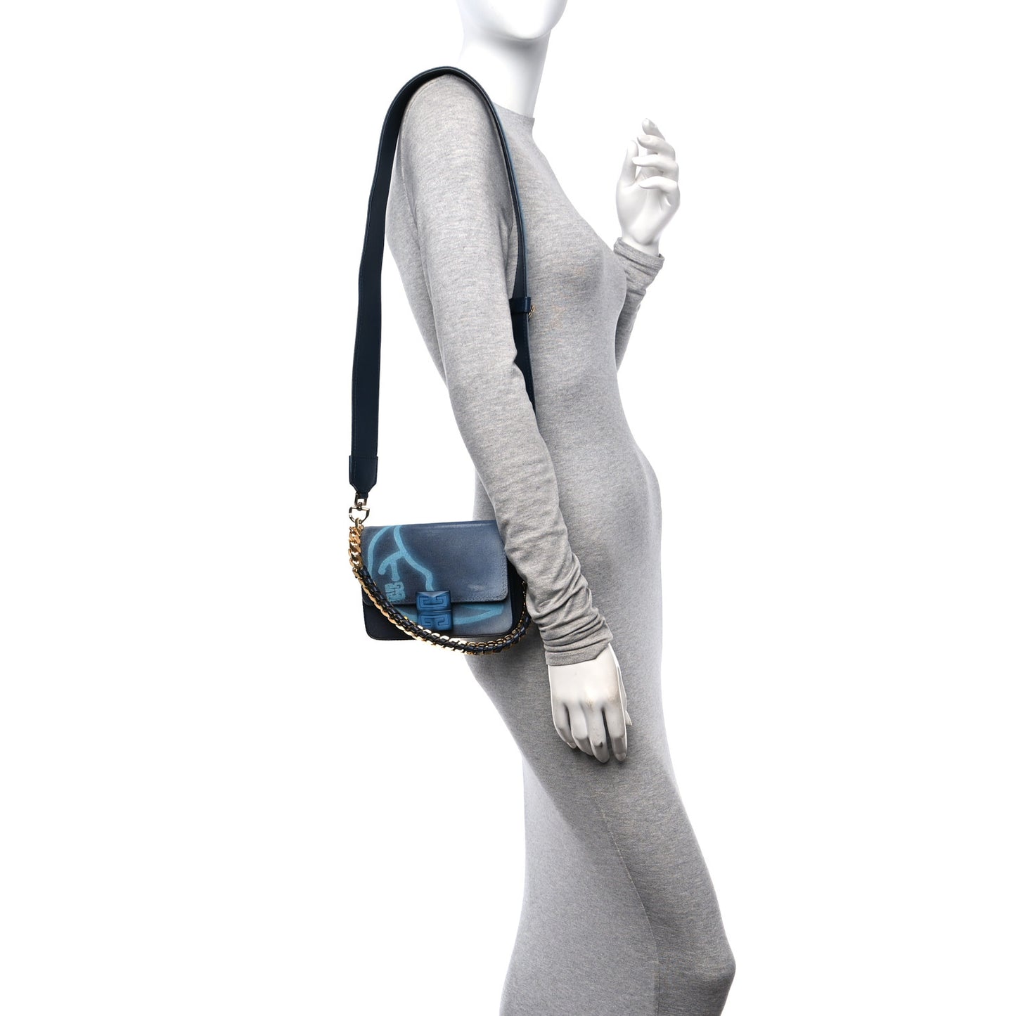 x Chito Graffiti Effect Canvas Leather Small 4G Shoulder Bag Steel Blue