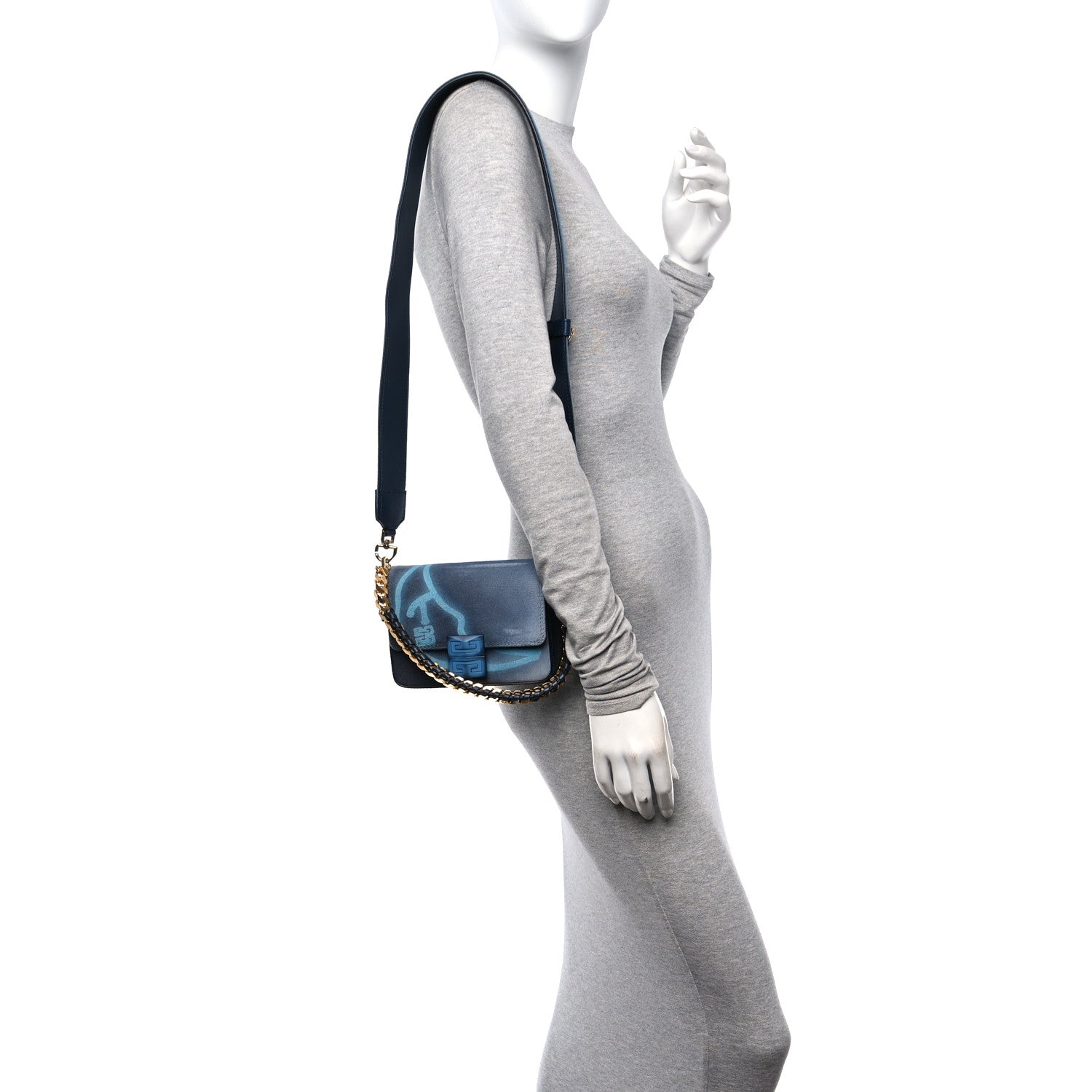 Givenchy x Chito Graffiti Effect Canvas Leather Small 4G Shoulder Bag Steel Blue 2 of 15