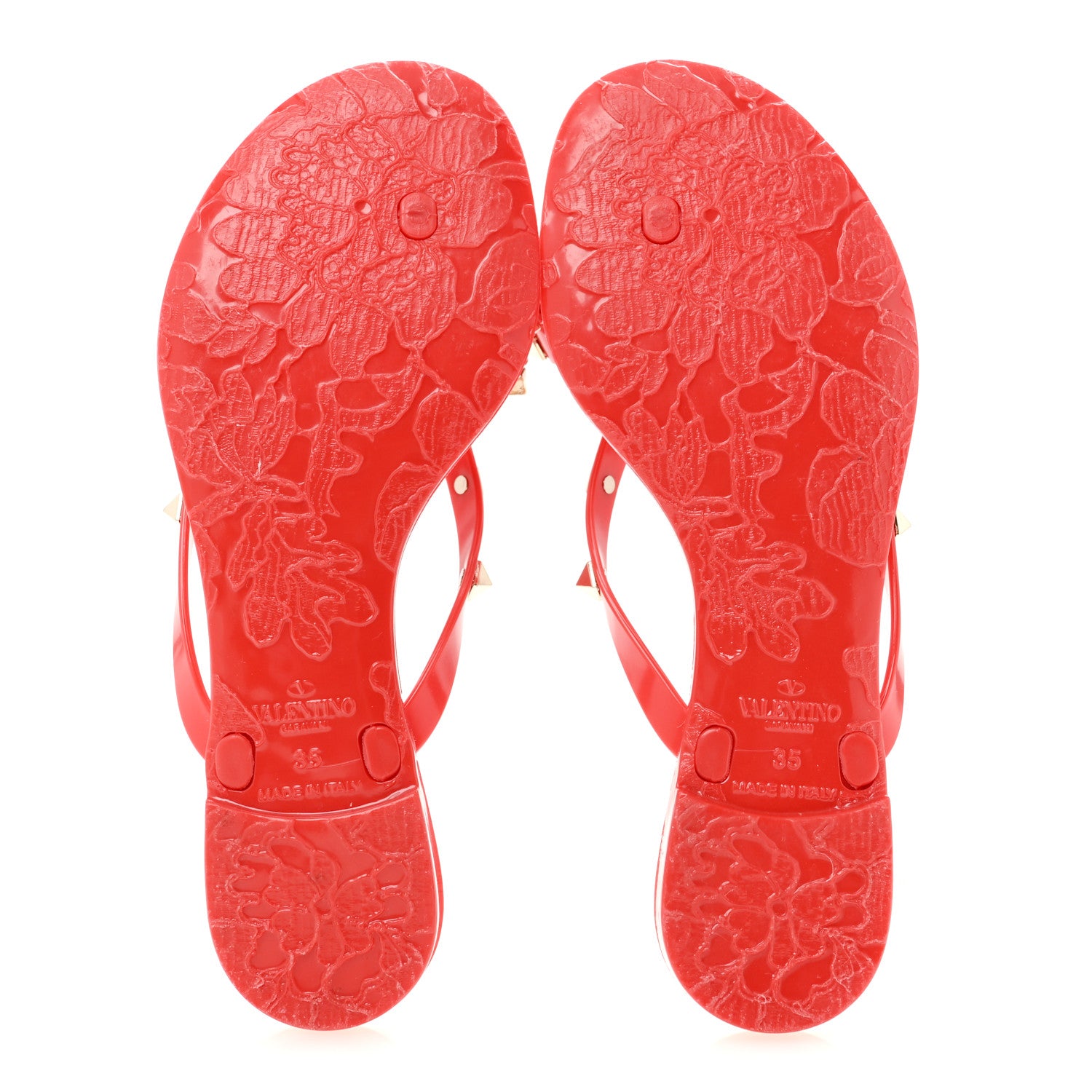 Valentino Garavani PVC Jelly Rockstud Bow Thong Sandals 35 Rosso Valentino 6 of 10