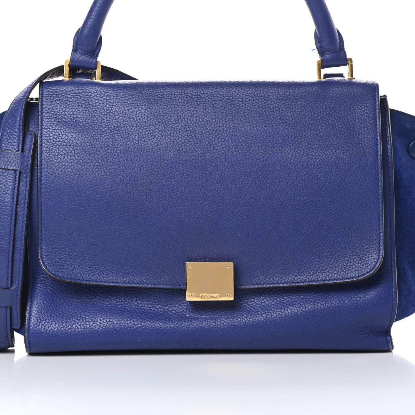 Drummed Calfskin Suede Small Trapeze Indigo