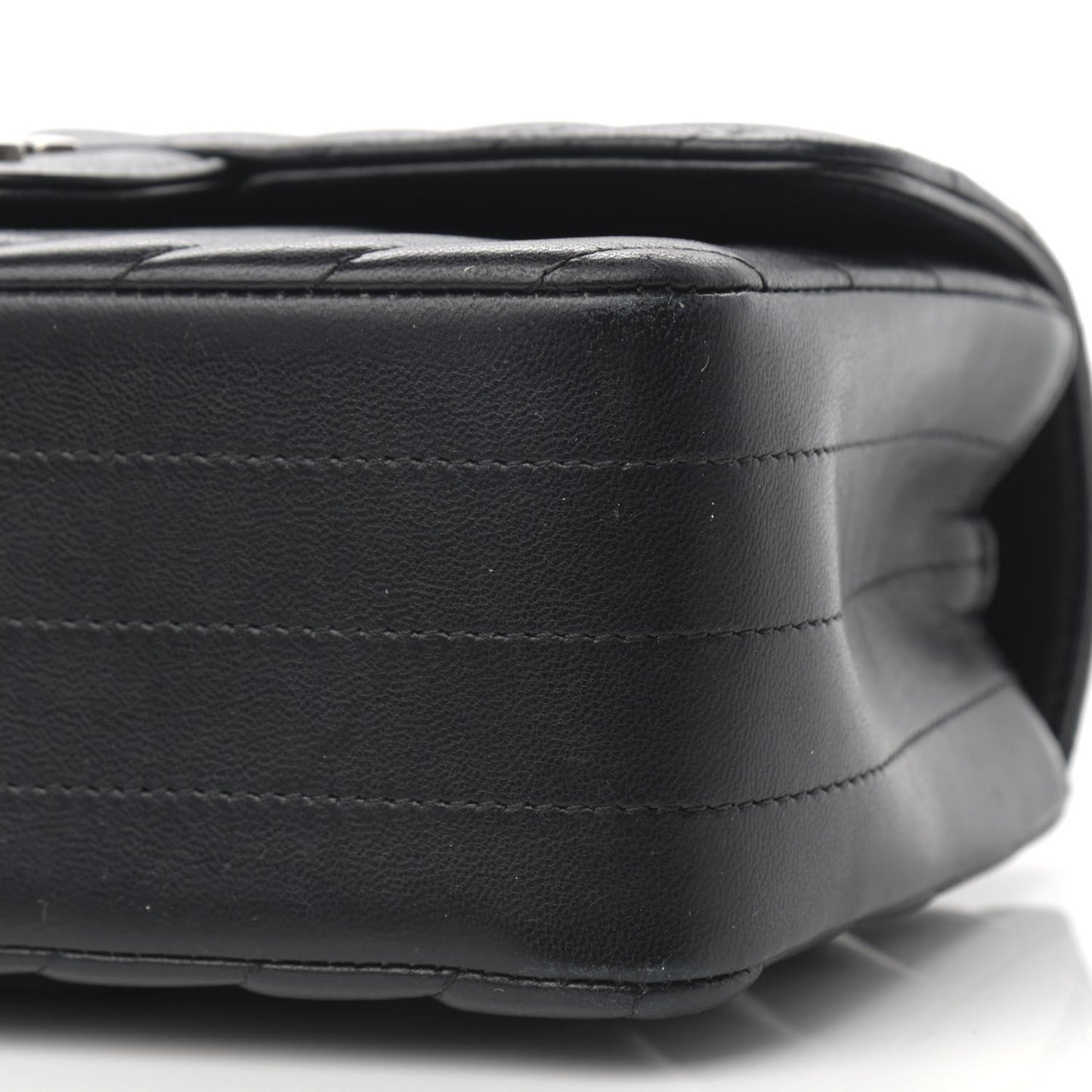 Lambskin Chevron Quilted Mini Rectangular Flap Black