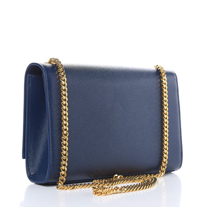 Saint Laurent Grain De Poudre Medium Classic Monogram Kate Satchel Denim Blue 3 of 10