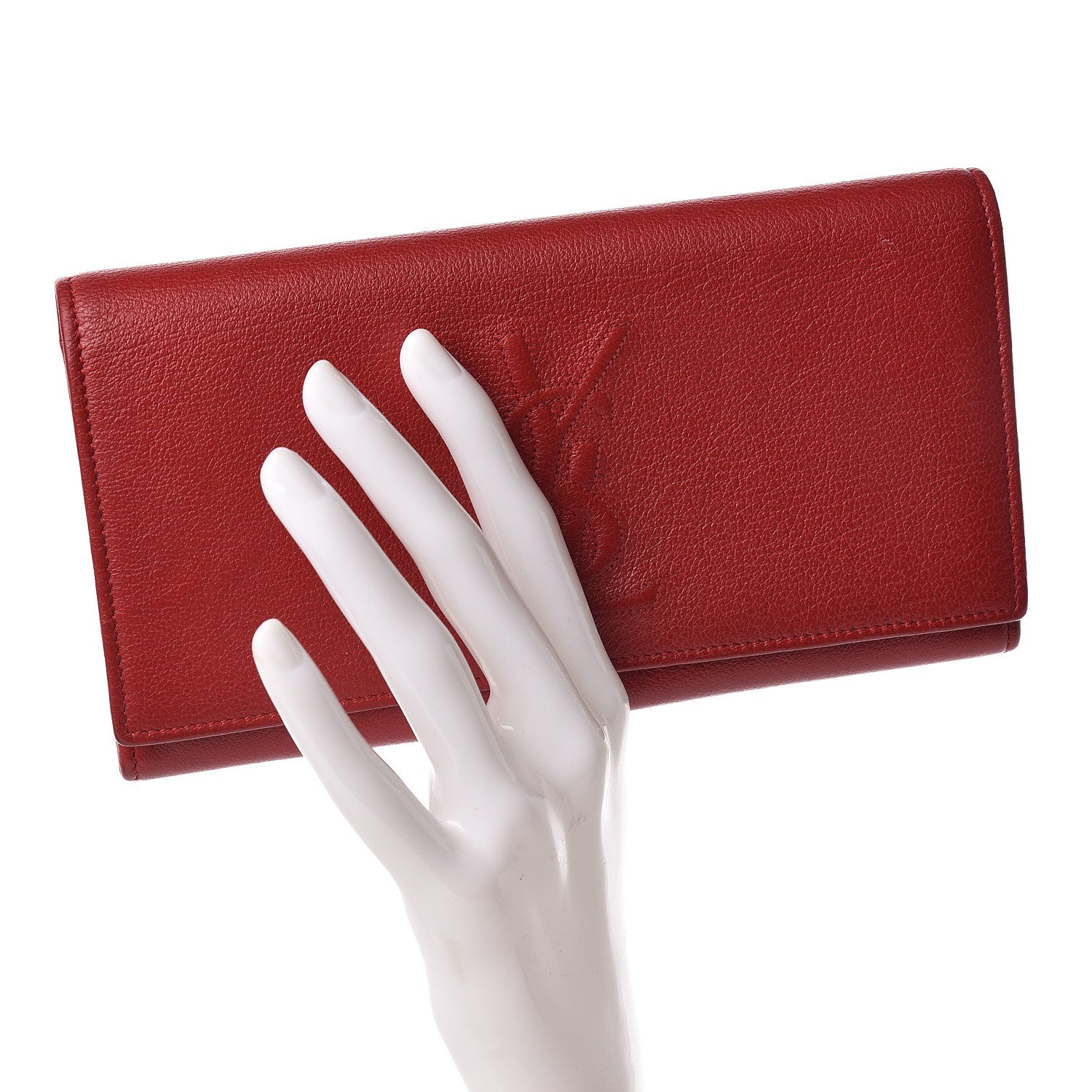 Saint Laurent Goatskin Belle De Jour Flap Wallet Rouge Orient 2 of 11