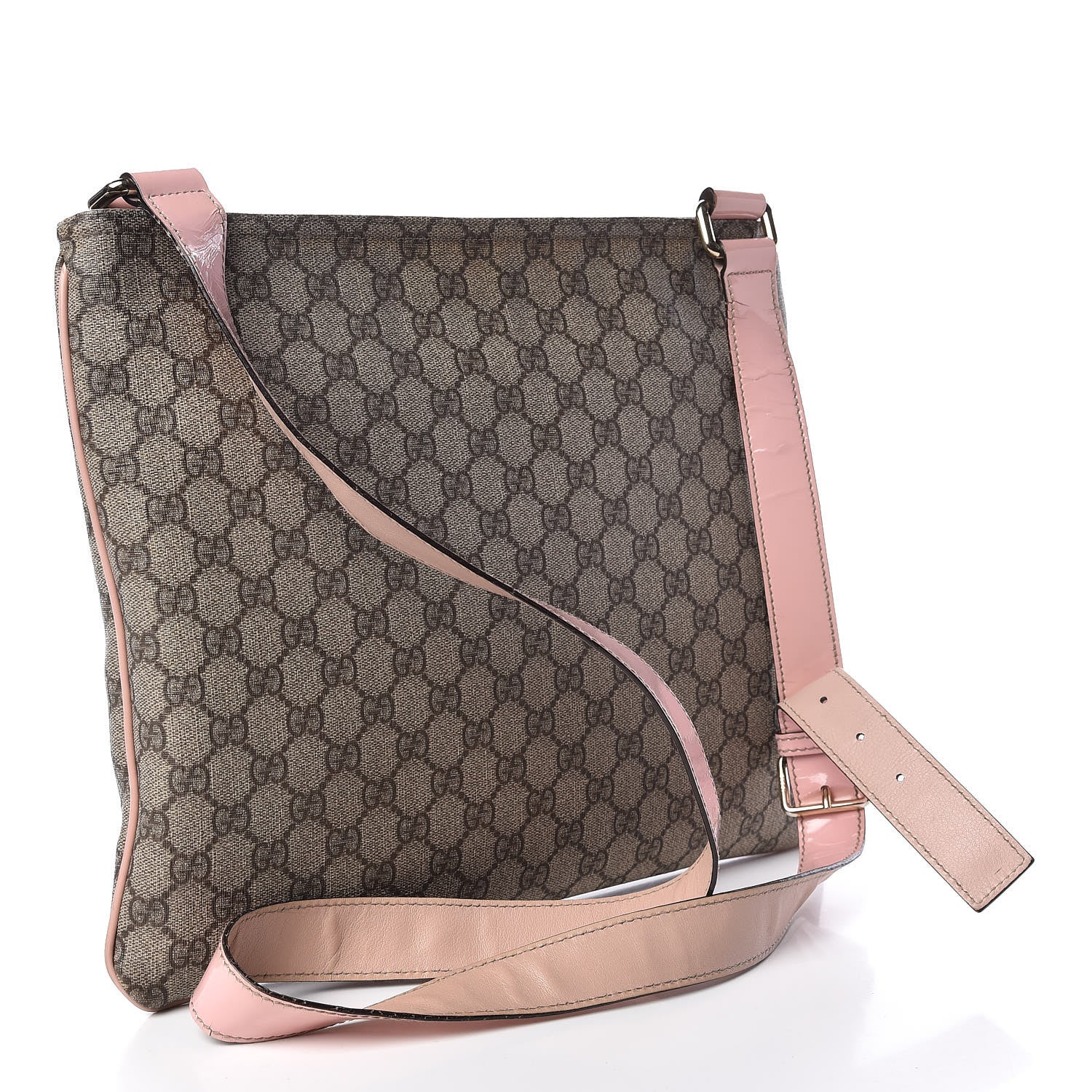 Gucci GG Supreme Monogram Medium Flat Messenger Bag Light Pink 3 of 12
