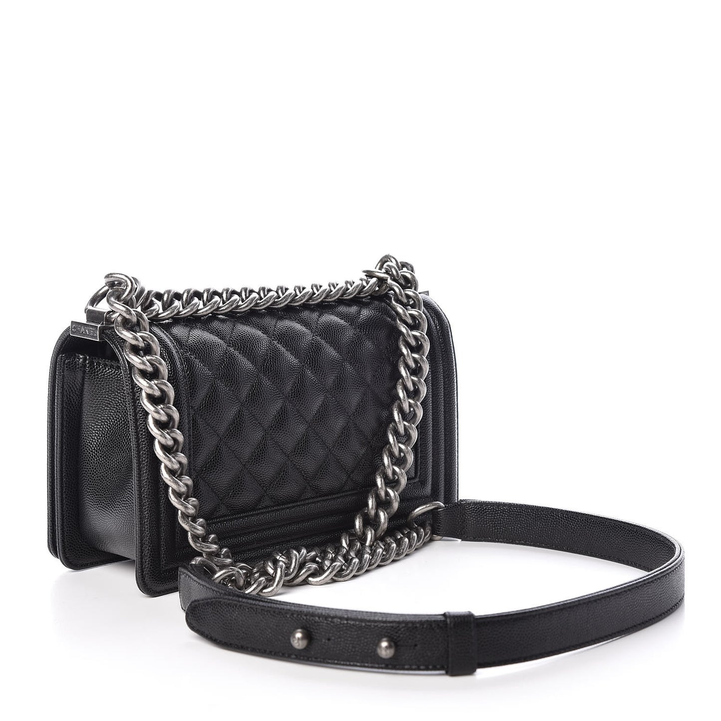 Caviar Quilted Small Boy Flap Black