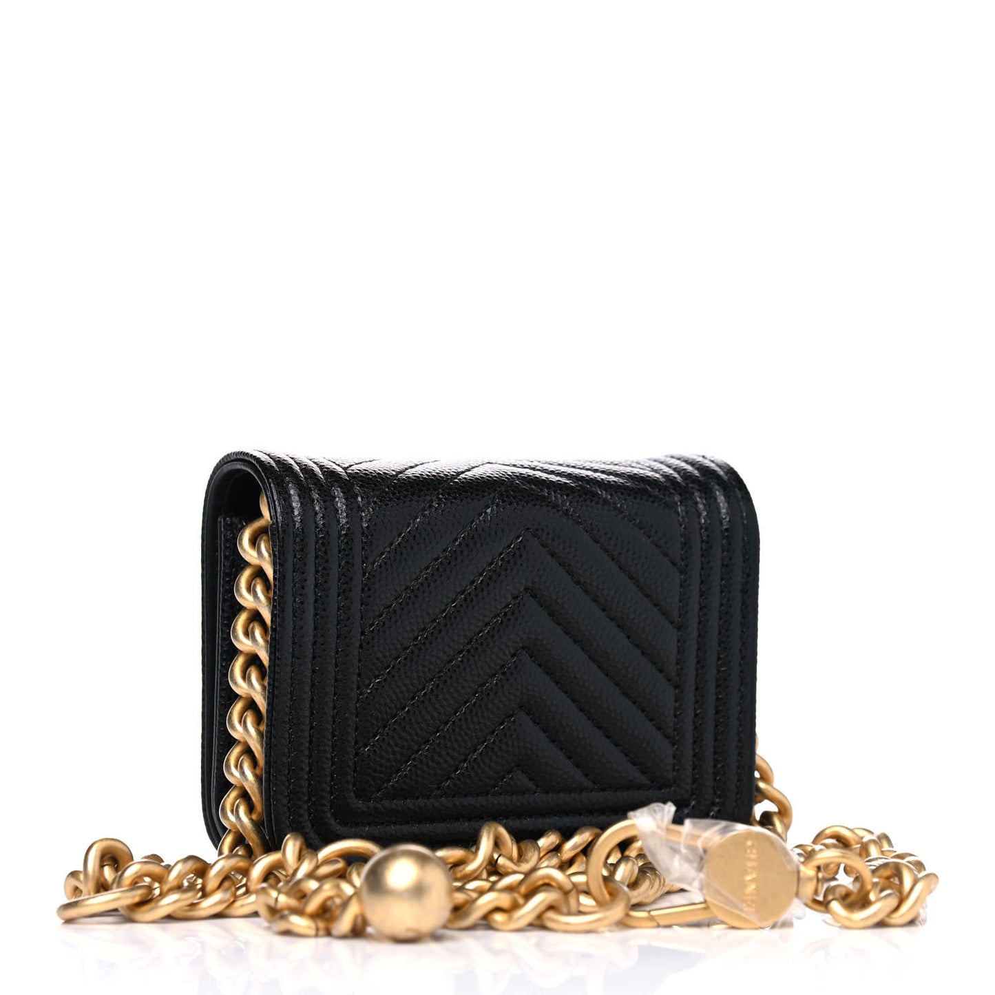 Caviar Chevron Quilted Boy Flap Waist Belt Bag Black