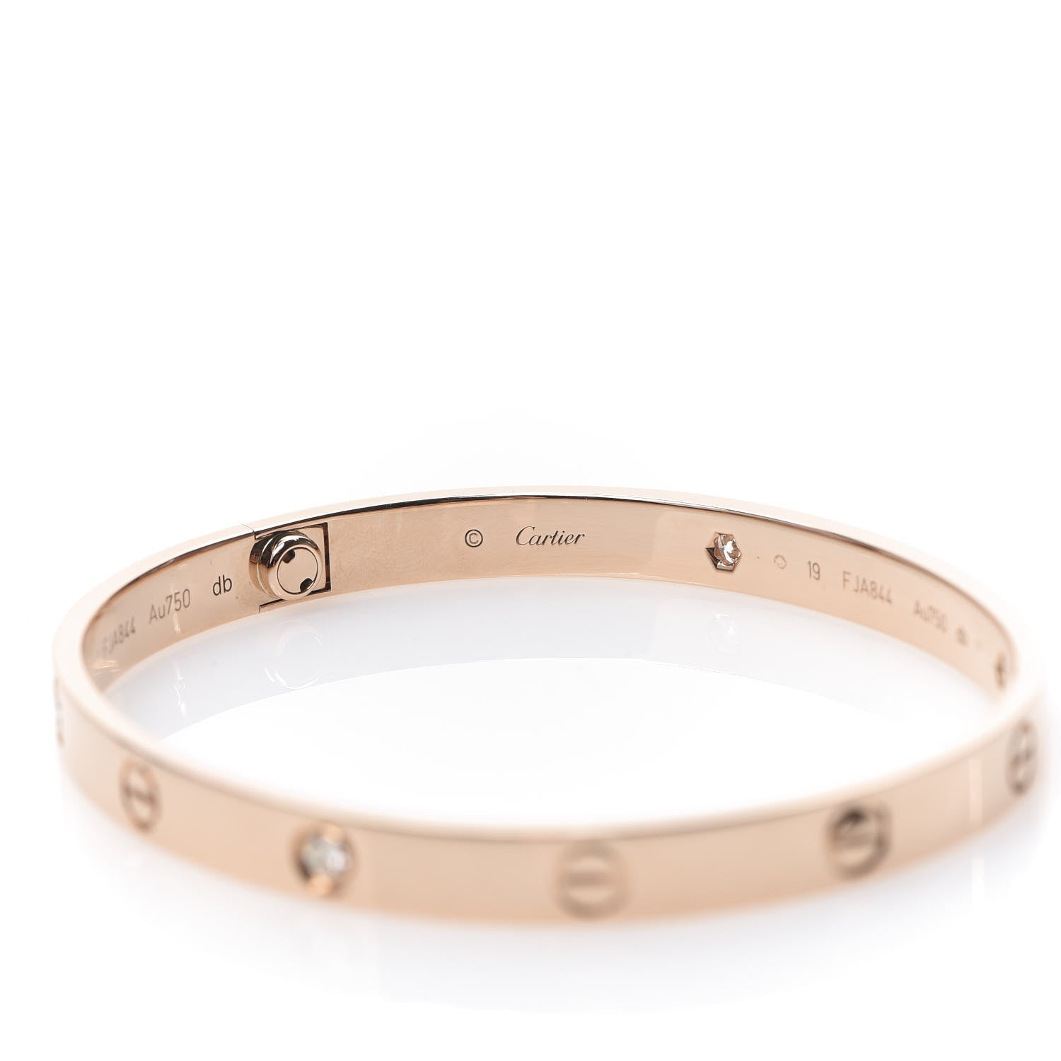 Cartier 18K Pink Gold 4 Diamond LOVE Bracelet 19 4 of 8
