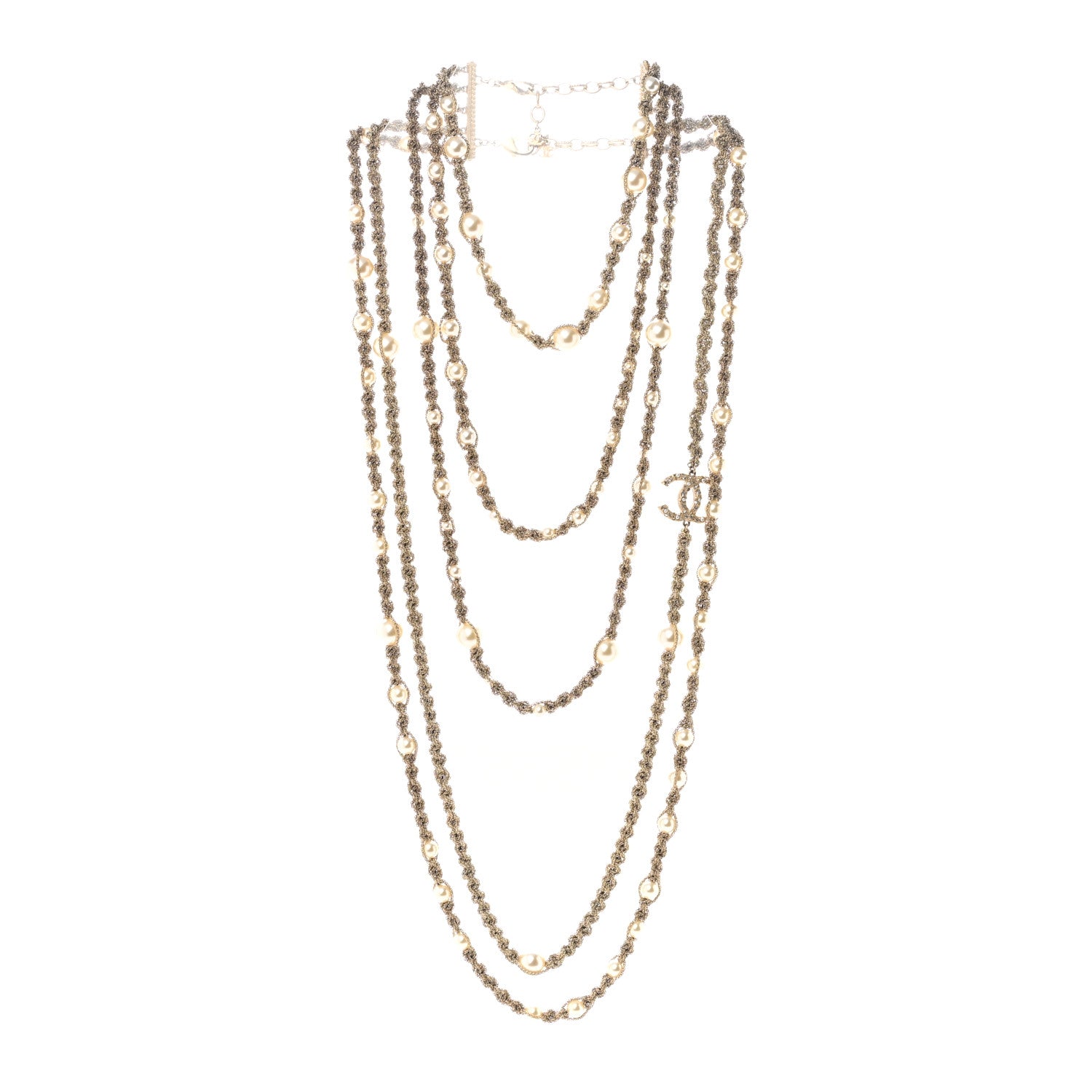 Chanel Pearl CC Chain Multi Strand Necklace Gold 3 of 7